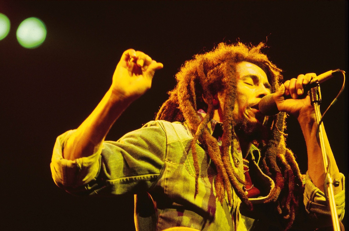 Bob Marley performing live on stage at the Brighton Leisure Centre earlier in 1980 (Mike Prior—Redferns/Getty Images)