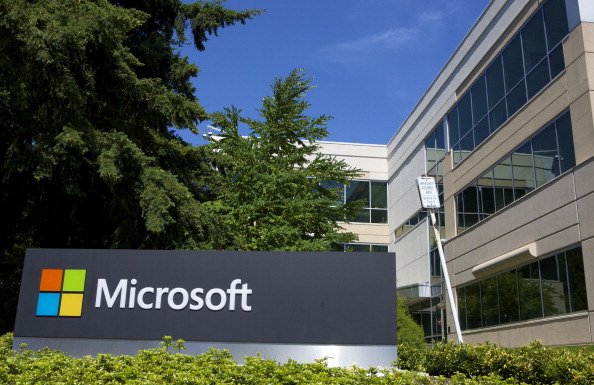 A building on the Microsoft Headquarters campus is pictured July 17, 2014 in Redmond, Washington.