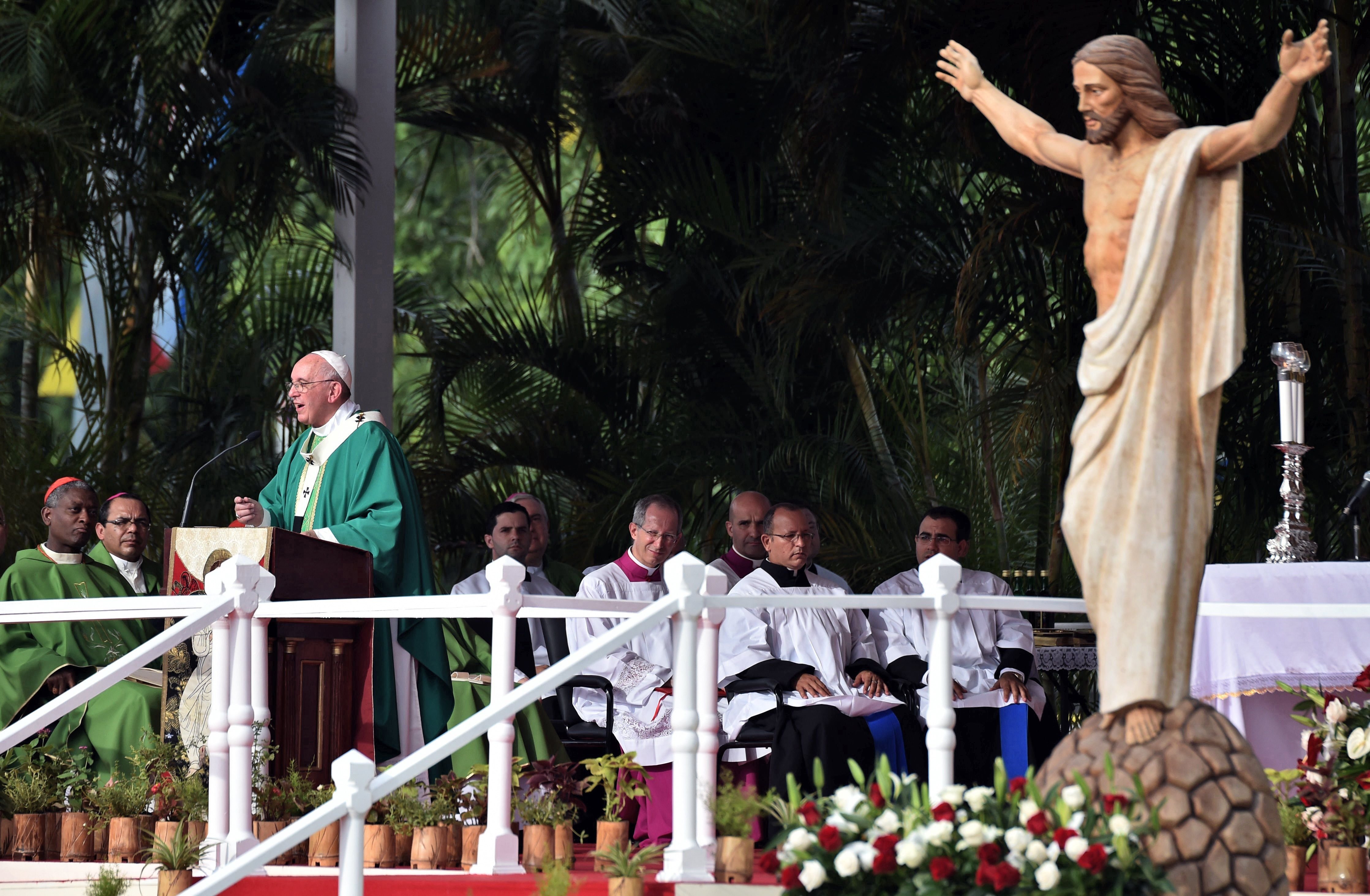 Pope Francis gives mass at Revolution Square in Havana, on Sept. 20, 2015.