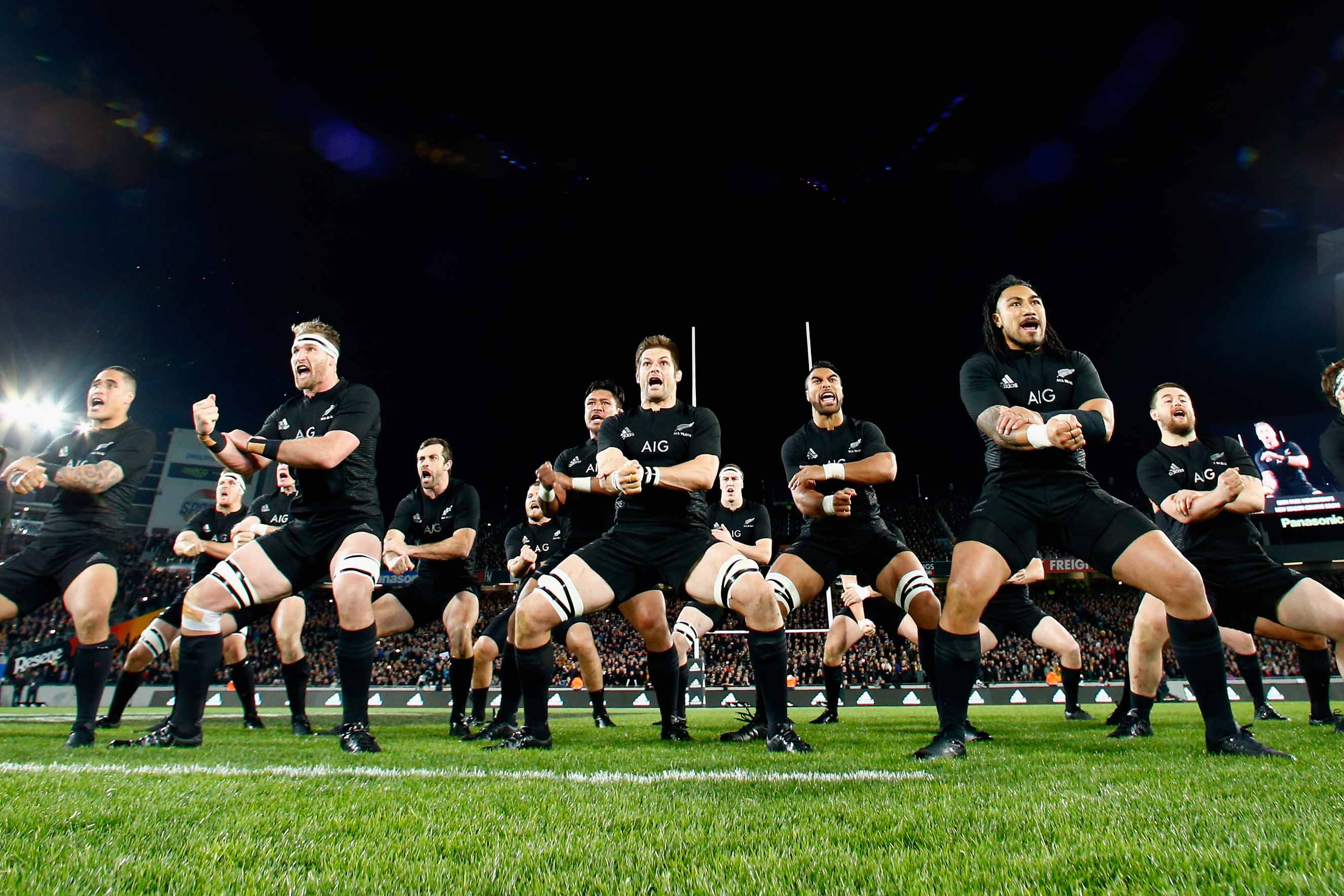 From left: Kieran Read, Richie McCaw and Ma'a Nonu of the All Blacks perform the haka during The Rugby Championship, Bledisloe Cup match between the New Zealand All Blacks and the Australian Wallabies at Eden Park on Aug. 15, 2015 in Auckland. (Phil Walter—Getty Images)