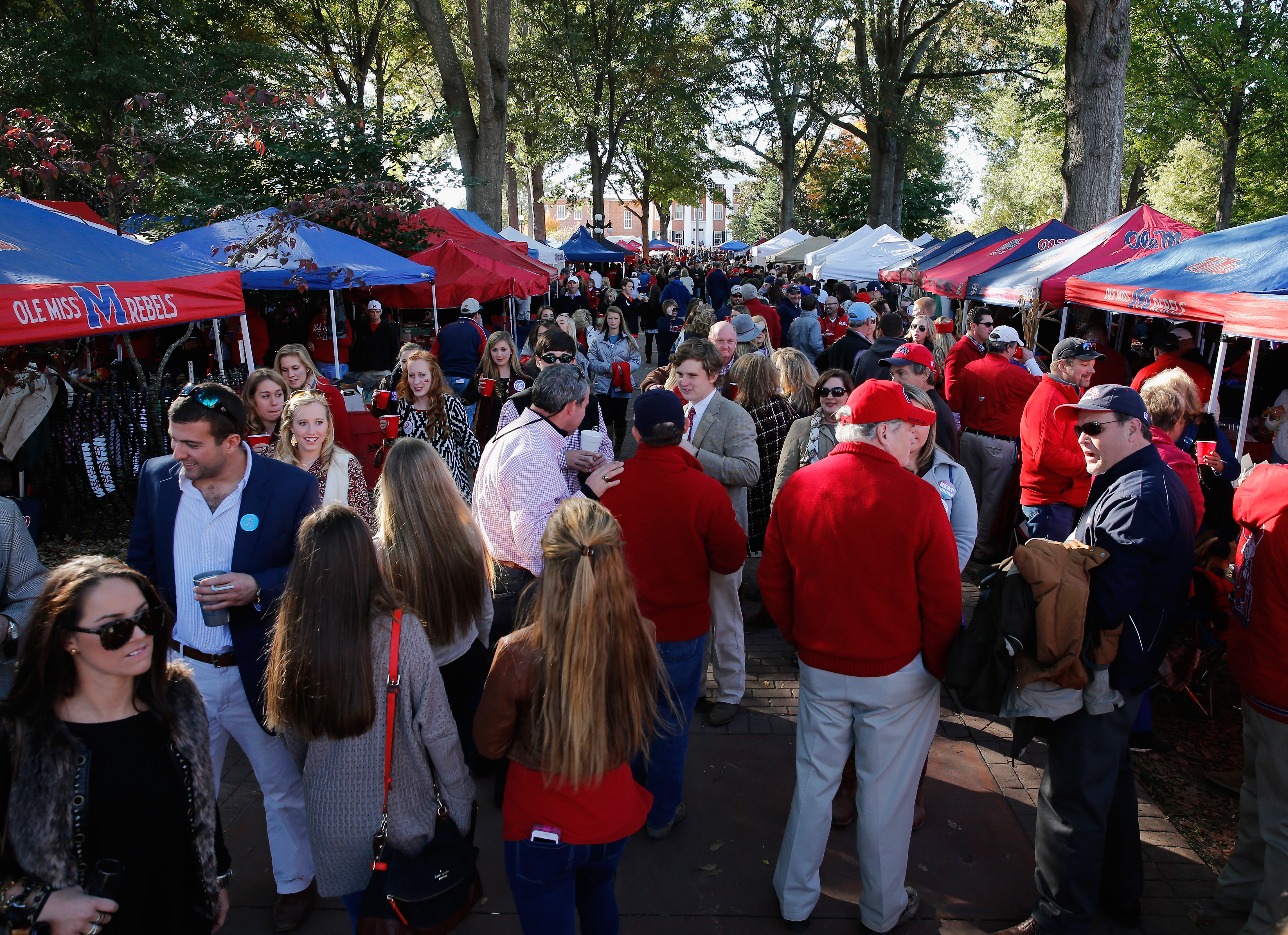Ole Miss fans attend pregame parties in The Grove as the Mississippi Rebels host the Auburn Tigers at Vaught-Hemingway Stadium in Oxford, Miss. on Nov. 1, 2014.