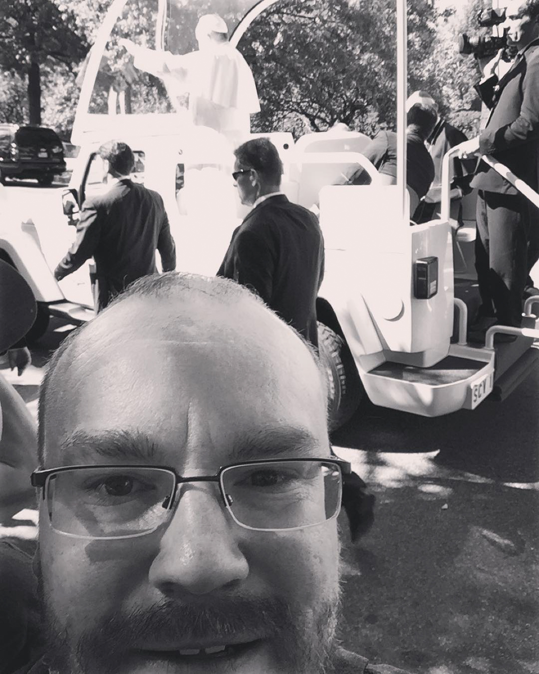 James Akers Jr. posted from Washington, D.C.:   Technically a #popeselfie