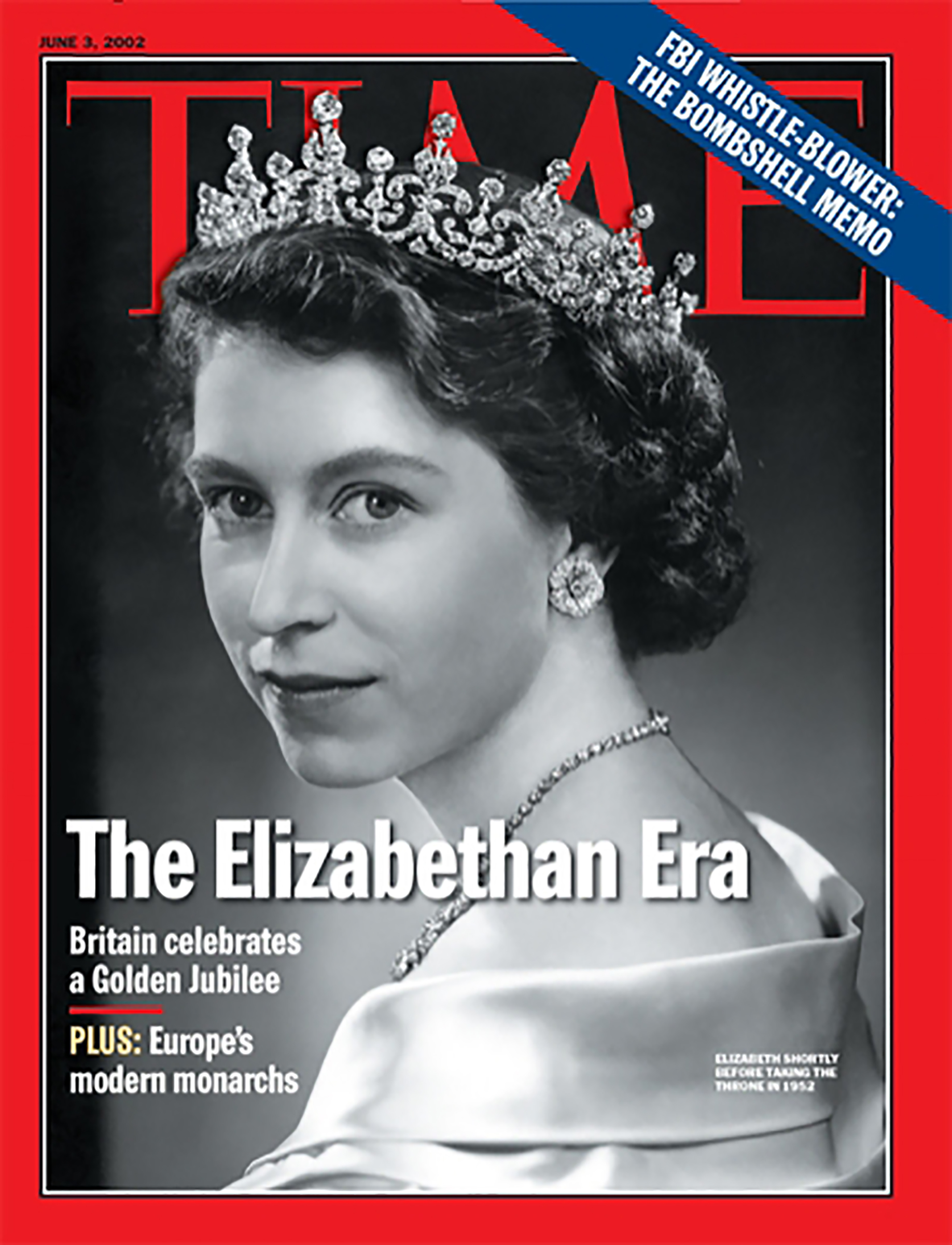 Queen Elizabeth on the June 3, 2002, cover of TIME's Europe edition, marking her Golden Jubilee (KARSH / CAMERA PRESS)
