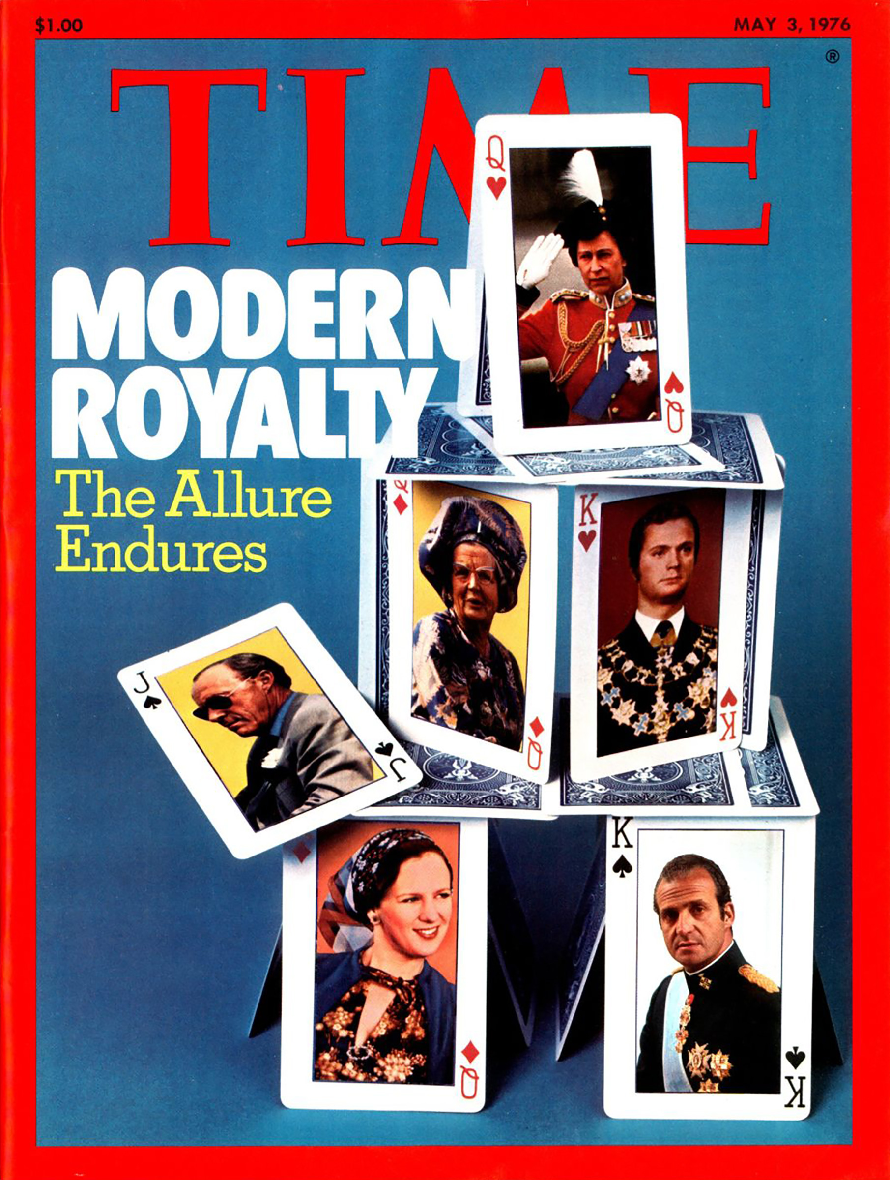 Queen Elizabeth (at top)—along with Carl XVI Gustaf of Sweden, Juan Carlos of Spain, Margrethe of Denmark, and Bernhard and Juliana of the Netherlands—on the May 3, 1976, cover of TIME