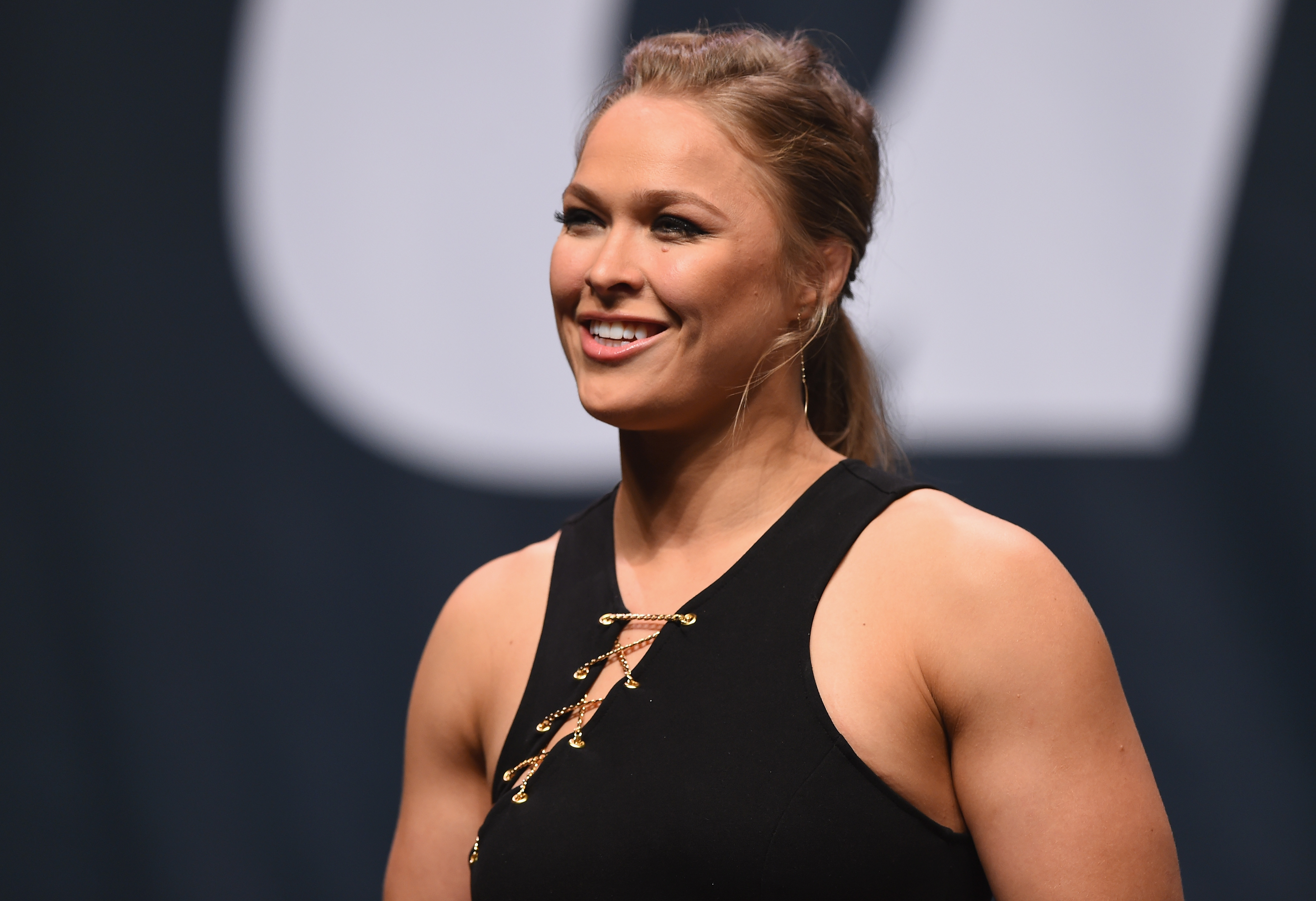 Ronda Rousey at the UFC's Go Big launch event in Las Vegas on Sept. 4, 2015. (Josh Hedges—Zuffa LLC via Getty Images)