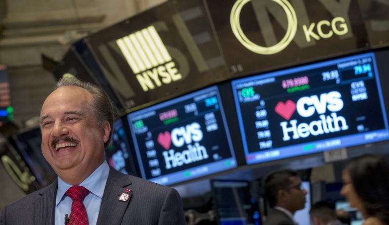 CVS Health President and CEO Larry J. Merlo gives an interview on the floor of the New York Stock Exchange