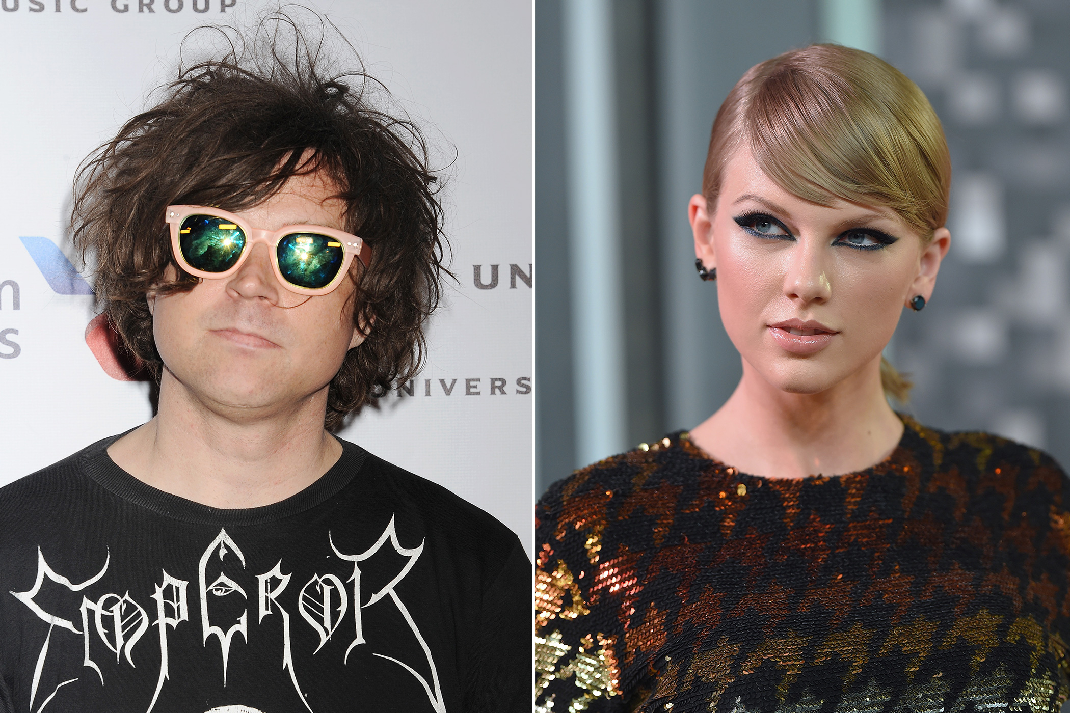 <b>Left:</b>Ryan Adams attends the Universal Music Group 2015 Post GRAMMY Party at The Theatre Ace Hotel Downtown LA on Feb. 8, 2015 in Los Angeles; <b>Right:</b>Taylor Swift arrives at the 2015 MTV Video Music Awards at Microsoft Theater on Aug. 30, 2015 in Los Angeles (Jeffrey Mayer—WireImage/Getty Images; Axelle/Bauer-Griffin—FilmMagic/Getty Images)