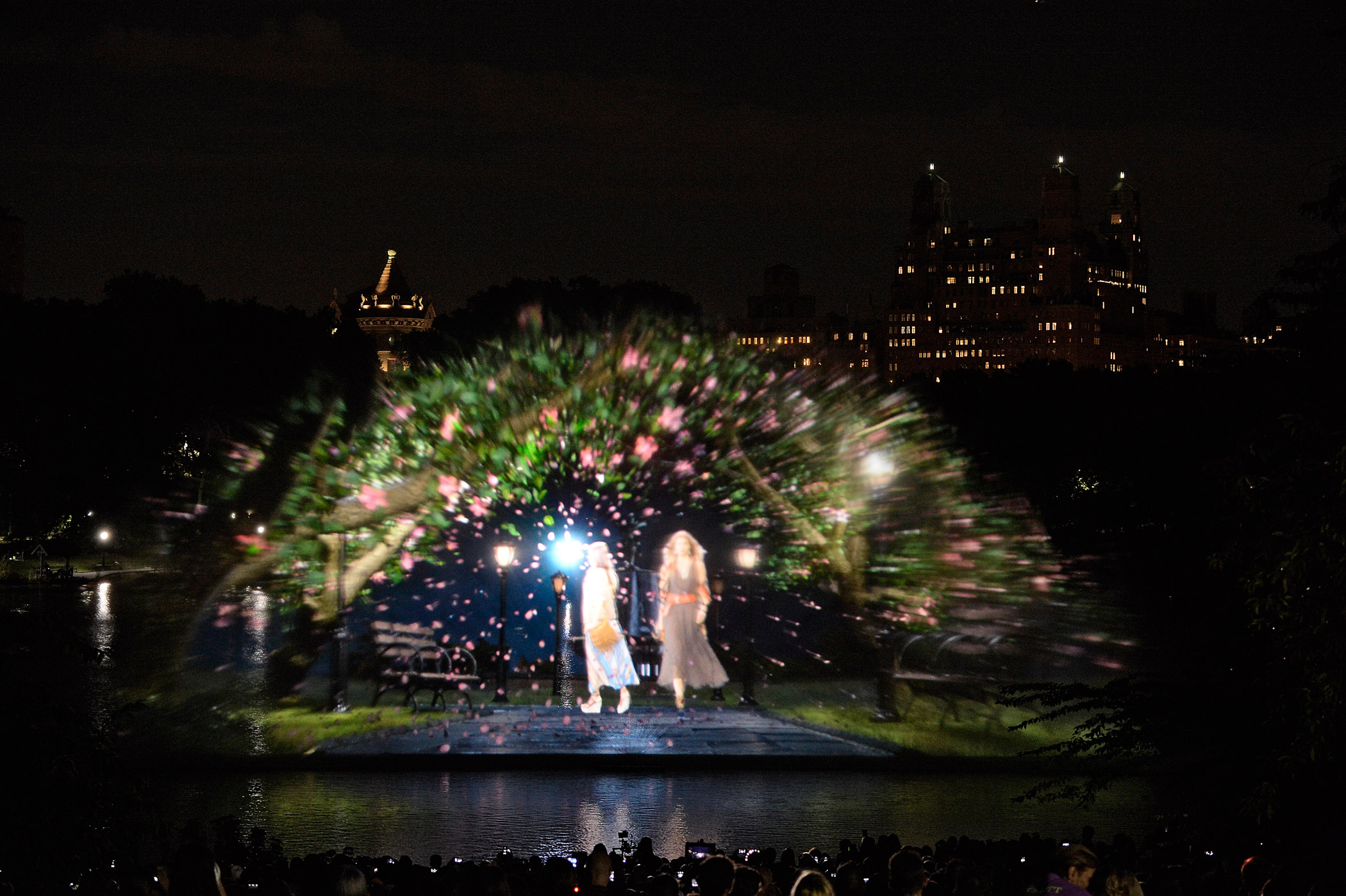 A projection on water at the Polo Ralph Lauren Spring Summer 2015 fashion show during New York Fashion Week on Sept. 8, 2014 in New York City.