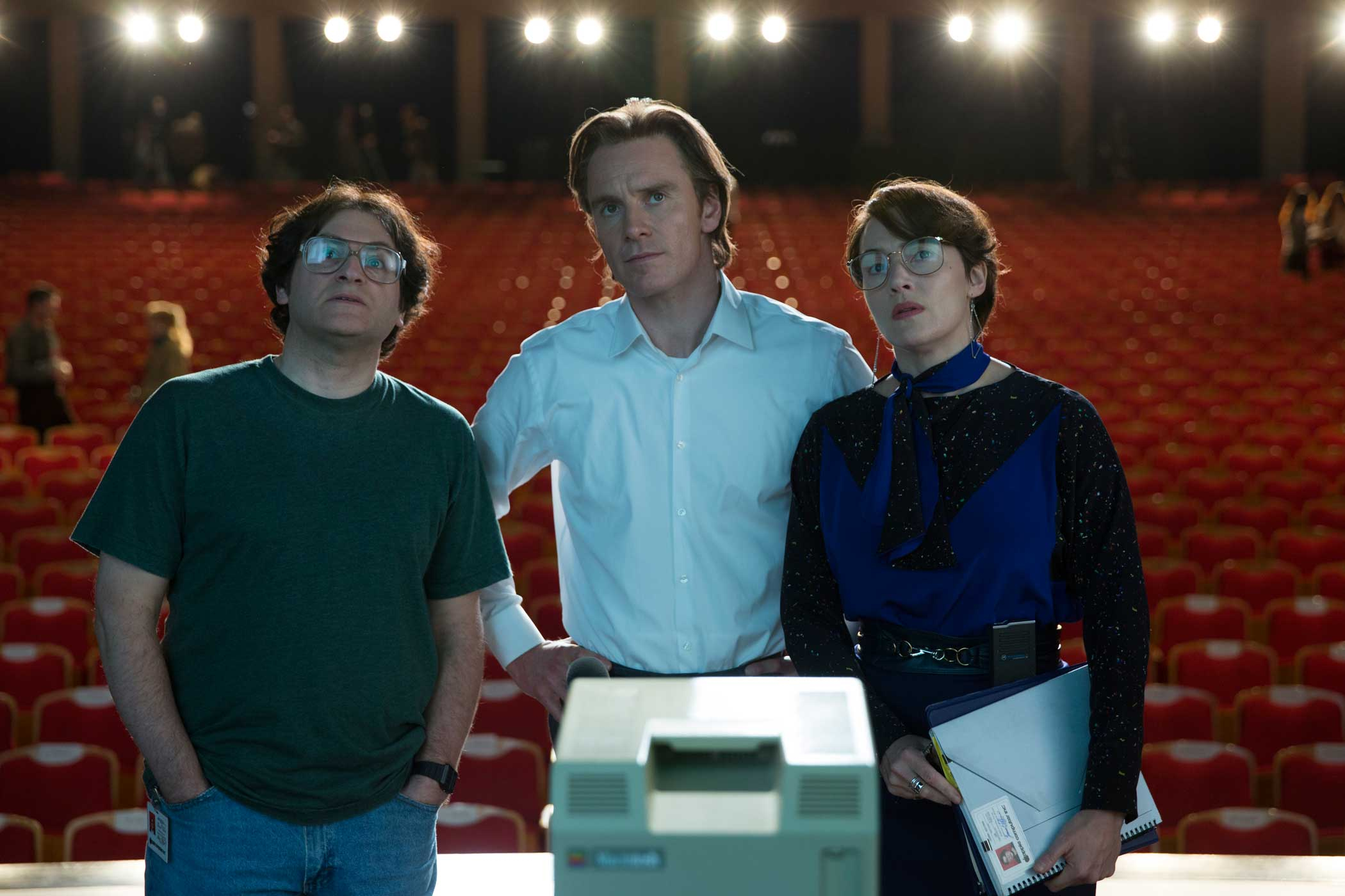 From left to right: Andy Hertzfeld (Michael Stalberg), Steve Jobs (Michael Fassbender) and Joanna Hoffman (Kate Winslet).