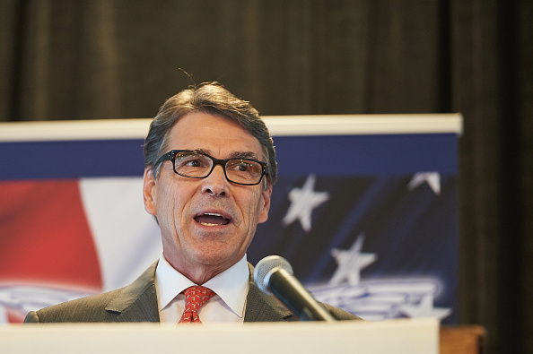 Republican Presidential Nominee Governor Rick Perry (TX) speaks to the crowd during the Eagle Forum's Eagle Council Event at the Marriott St. Louis Airport Hotel in St. Louis, Missouri on September 11, 2015.