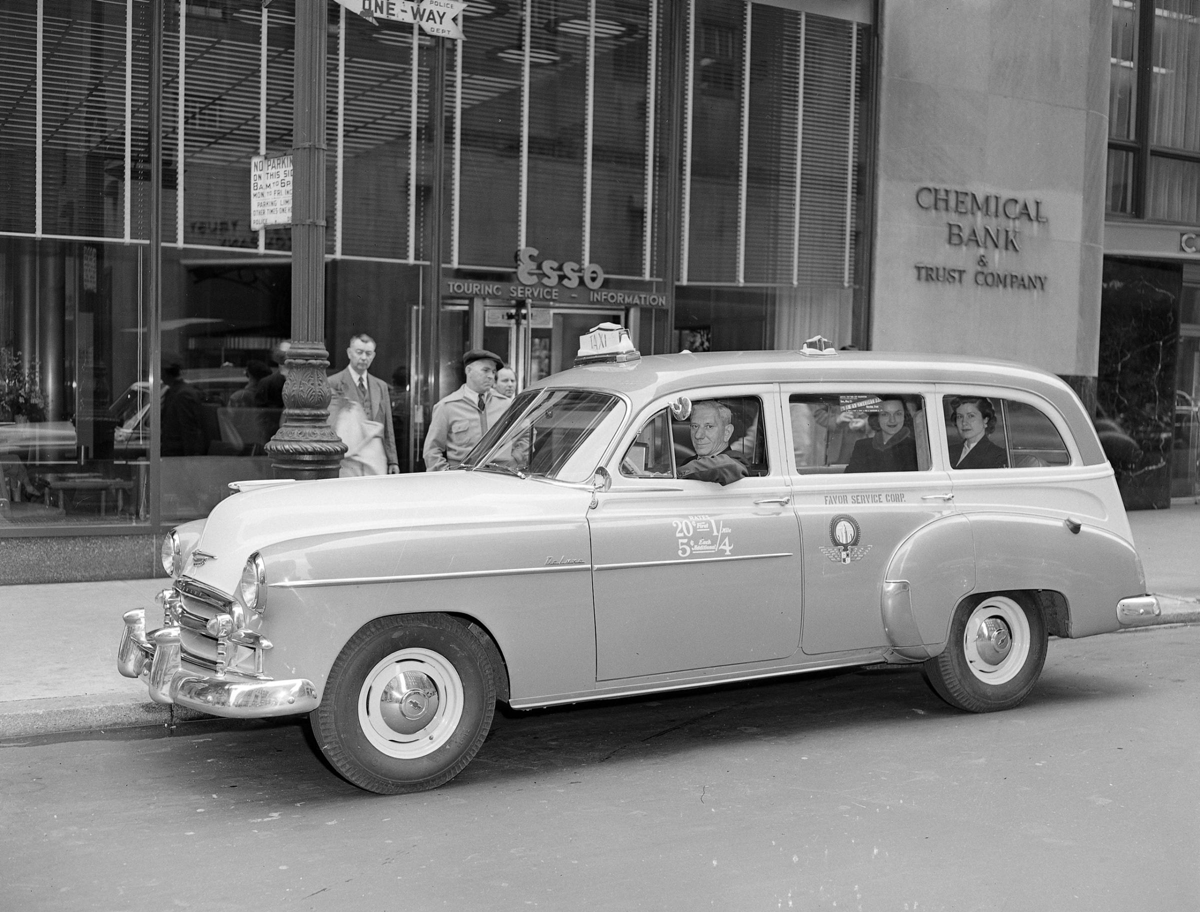 The new model taxi cab from Chevrolet is shown in New York City, May 17, 1950. The Taxicab bureau is prepared to buy up to 1,400 of the Chevrolets to replace the larger and more expensive cabs now on the streets. (AP Photo/Carl Nesensohn)