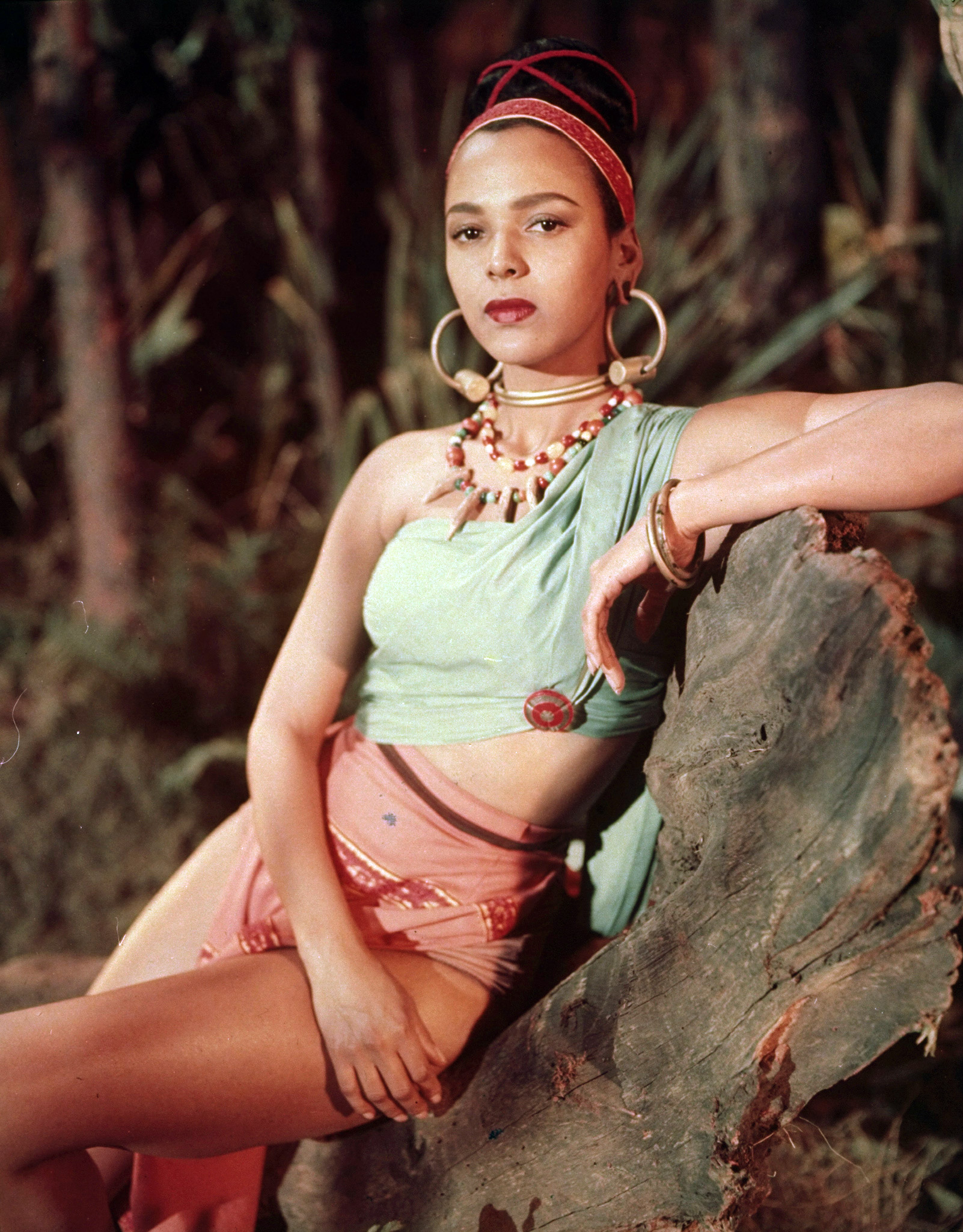Dorothy Dandridge posing in costume for the motion picture "Tarzan's Peril."