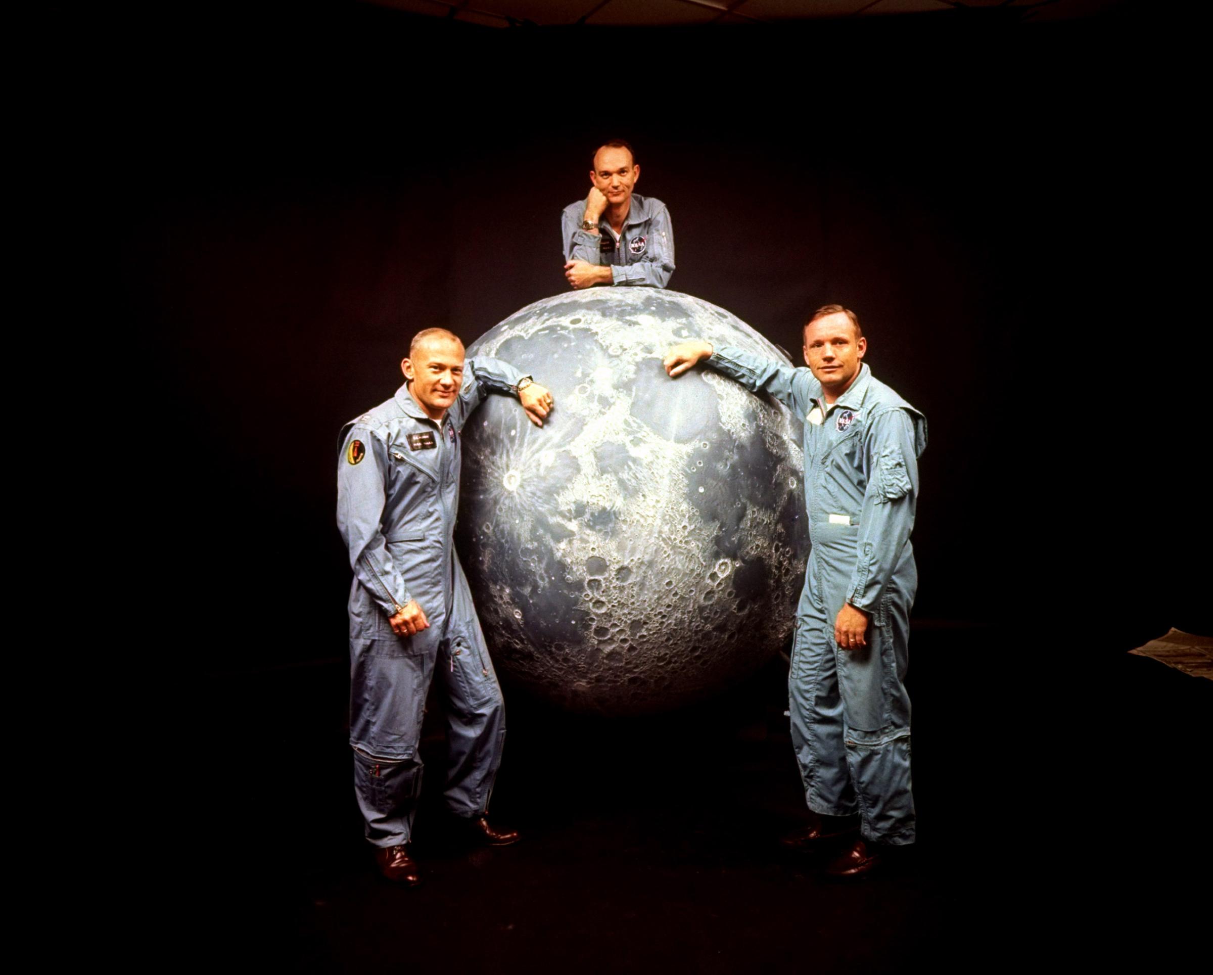 Apollo astronauts (L-R) Buzz Aldrin, Michael Collins and Neil Armstrong.