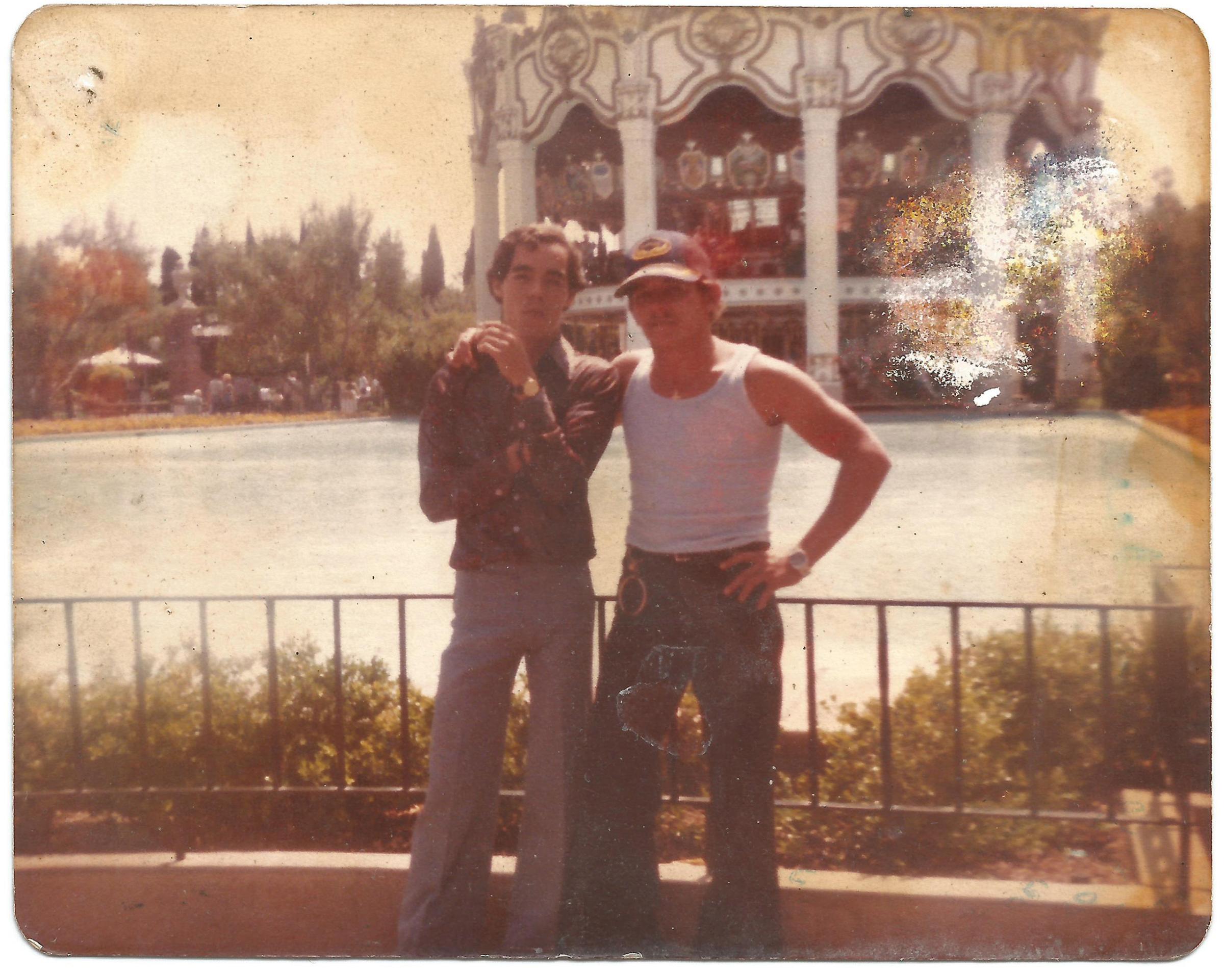 Brothers Jorge (left) and Juanito (right) in California. Juanito constantly sent photos and letters to Cuba for his wife and children. This photo came with a dedication on the back that read: "To Mileidys and Juan Alberto from your daddy, I love you very much. June 9, 1980"