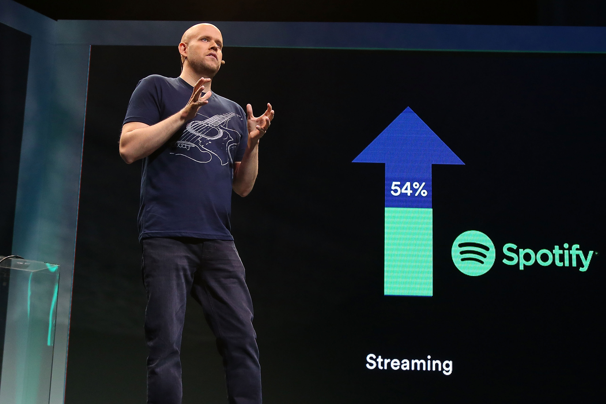 Spotify founder Daniel Ek speaks during the Spotify New Platform Launch at S.I.R. Studios on May 20, 2015 in New York City.