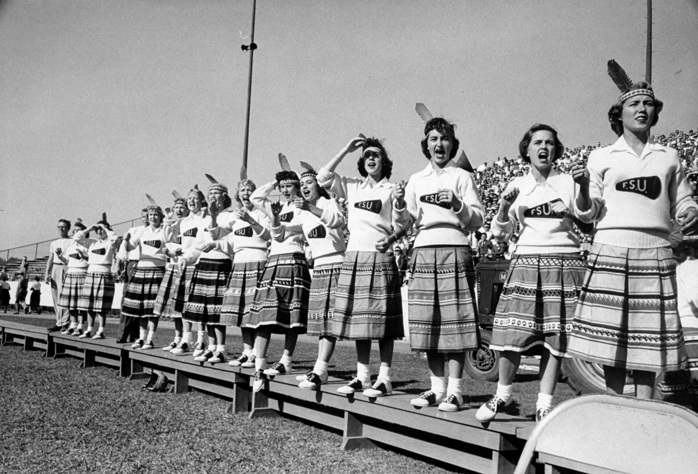 Cheerleaders at Florida State University, 1952.