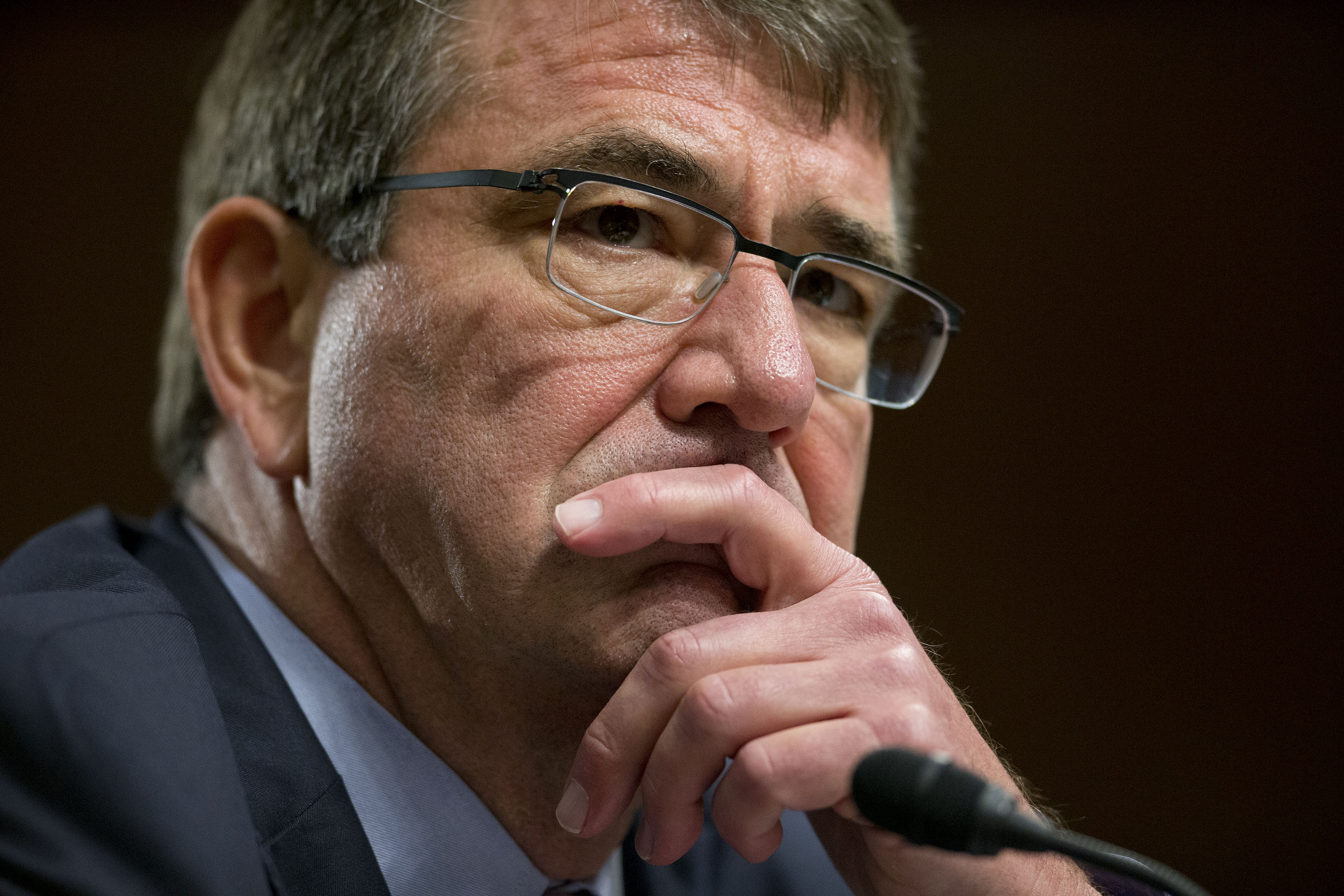 Ashton Carter listens during a Senate Armed Services Committee hearing on the U.S. military strategy in the Middle East in Washington, D.C. on Oct. 27, 2015. (Andrew Harrer—Bloomberg/Getty Images)