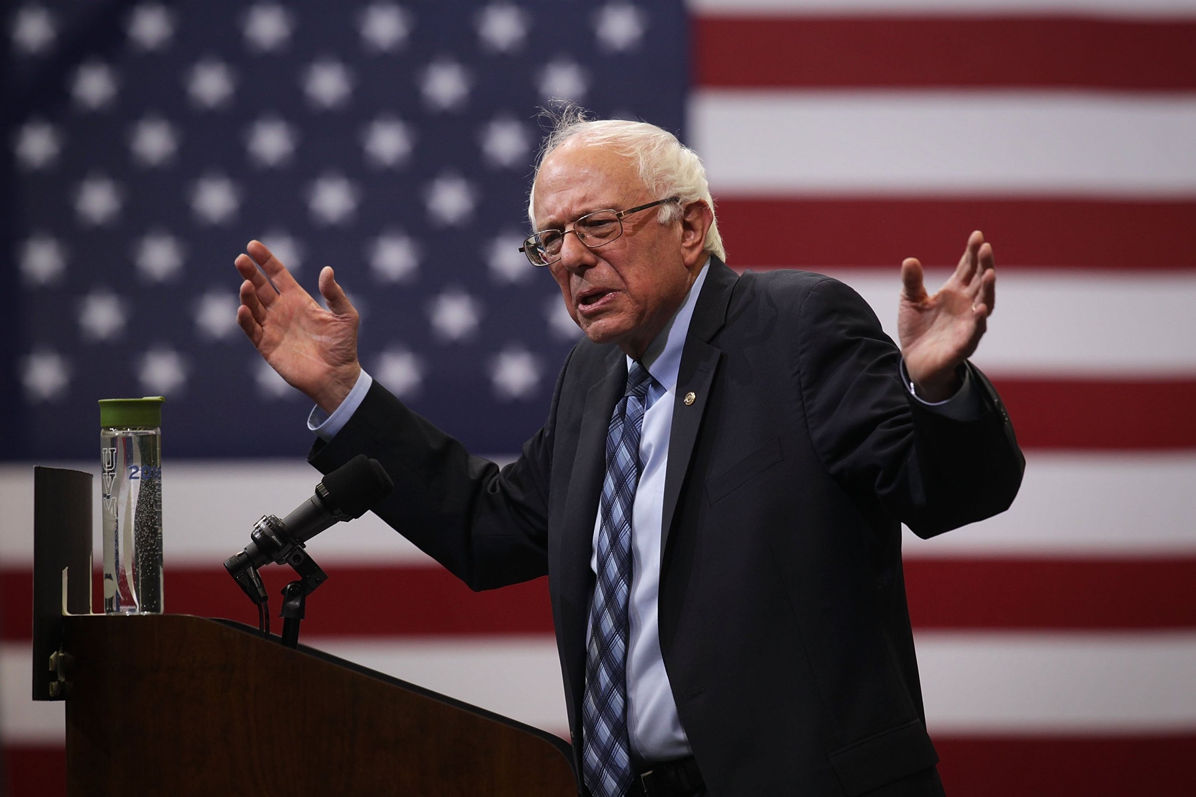 Democratic presidential candidate and U.S. Sen. Bernie Sanders (I-VT) speaks during a "National Student Town Hall" at George Mason University on Oct. 28, 2015 in Fairfax, Virginia.