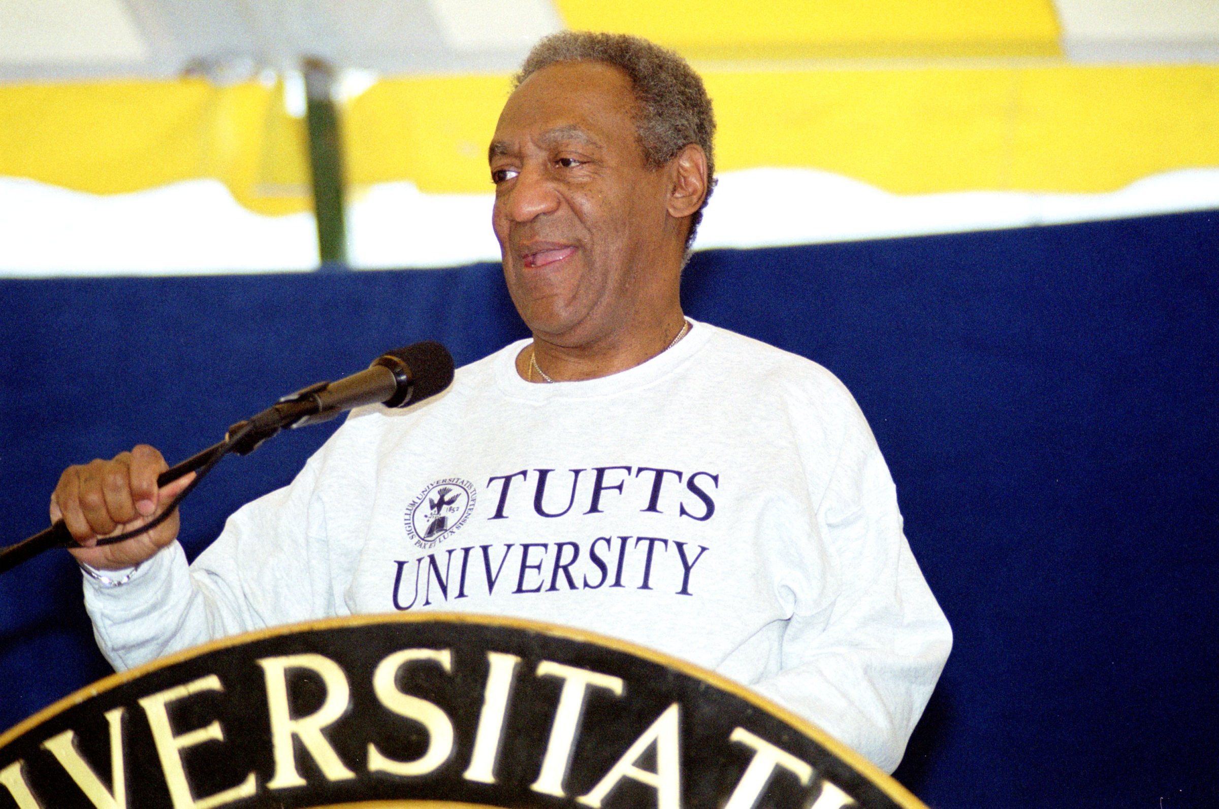 Comedian Bill Cosby speaks to graduates on May 21, 2000 after receiving an honorary degree from Tufts University in Medford, MA.