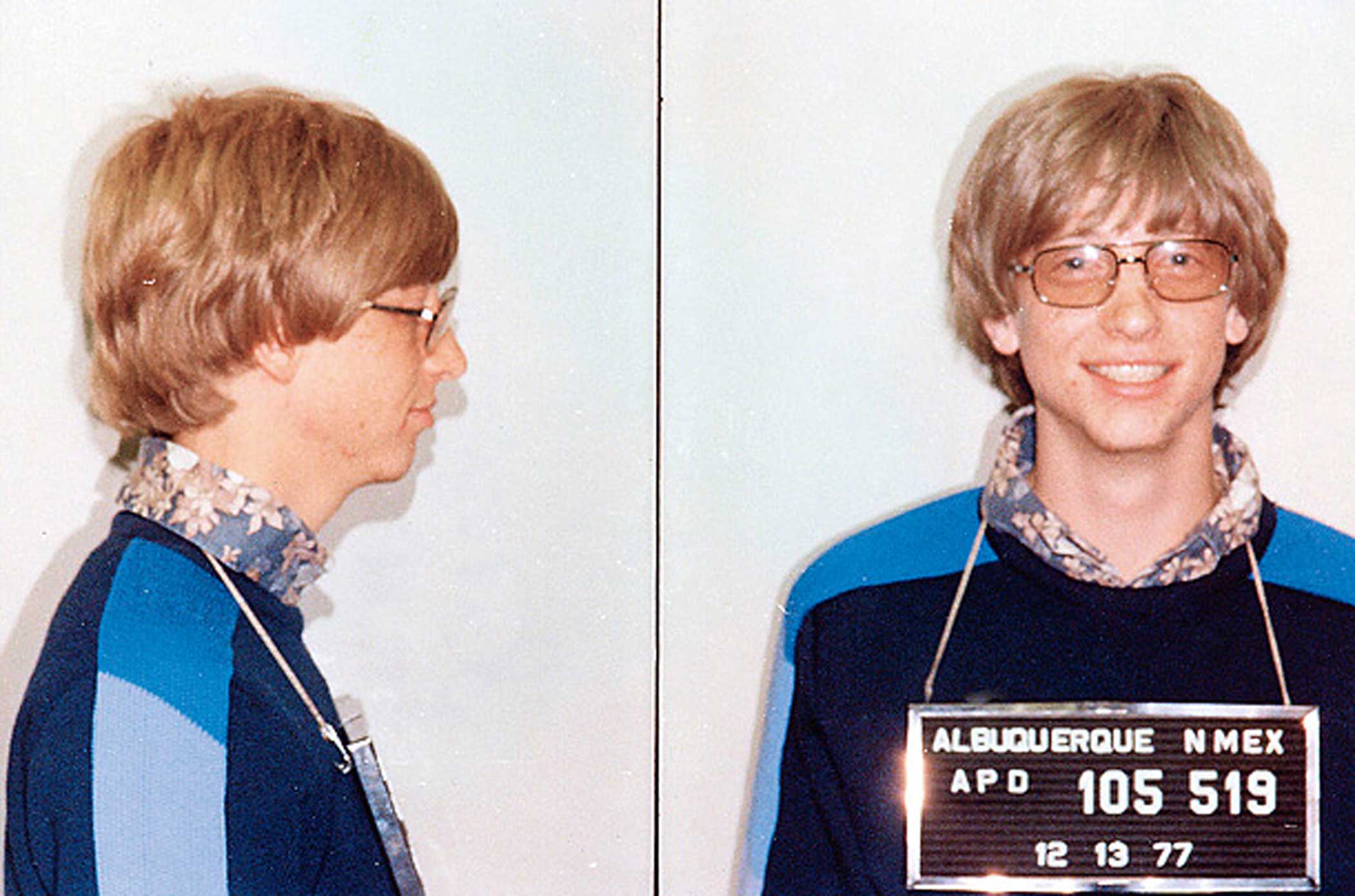 Photo of Bill Gates mug shot from the book "The Dog Dialed 911."Filename: 116570.jpgTake/Roll/Frame: Date Taken: November 1, 2006Photographer: Agency: SMOKING GUNCity: State: Country: US Reference: 21148Filing Place:?Location: Photo #: 13111098Keywords: "BILLGATES" Selling rights: NOwned? NoSyndicator: AGENCYPixels x Scans: 1466 x 1032Input Date: November 1, 2006 16:51Date last Output: (unknown date)Date last Published: November 13, 2006Series: PEOPLE Title: