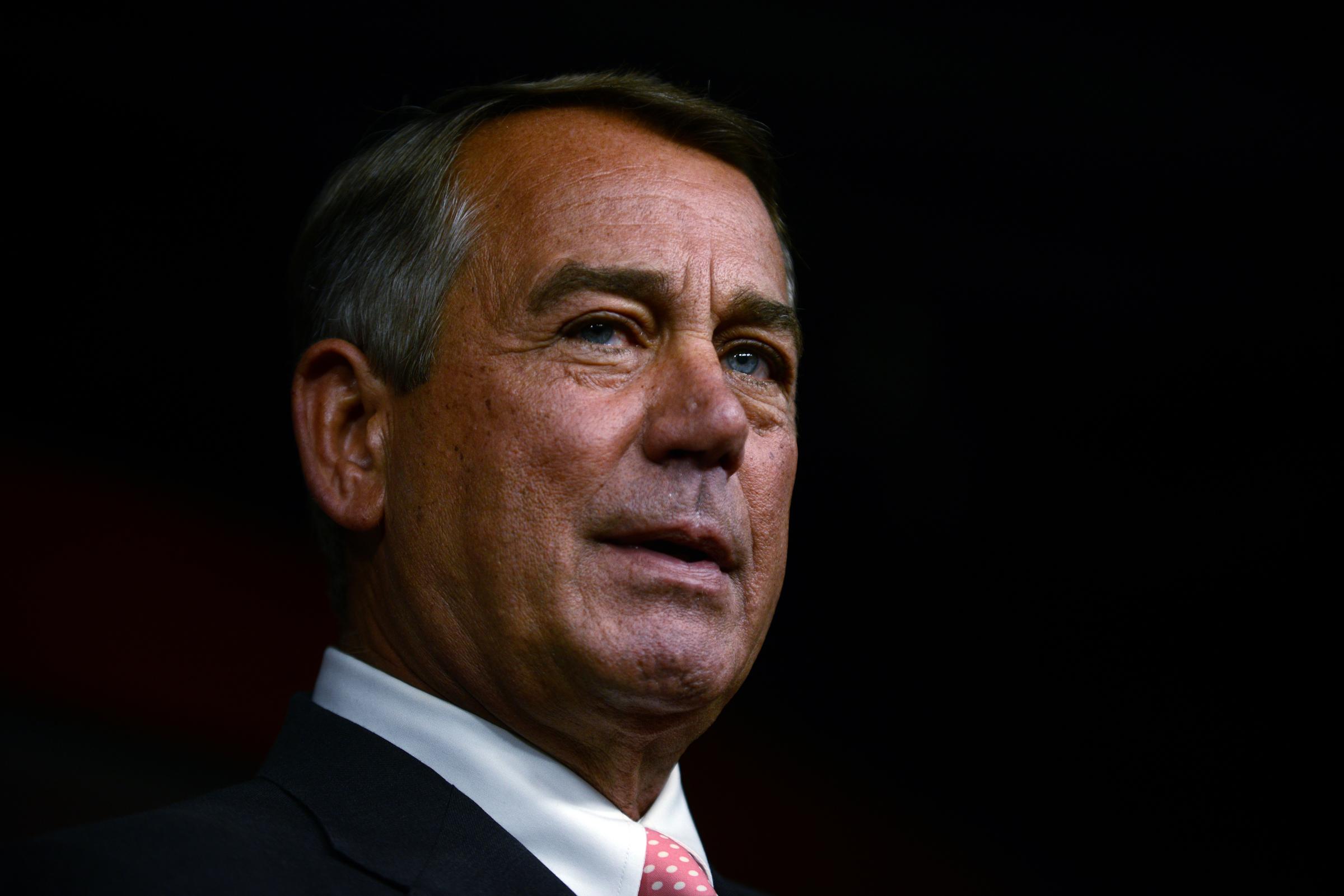 WASHINGTON, DC - SEPTEMBER 25: House Speaker John Boehner leaves after announcing his resignation on Capitol Hill in Washington, D.C., September 25, 2015. He left without any comments or answers of reporters. (Photo by Astrid Riecken/Getty Images)