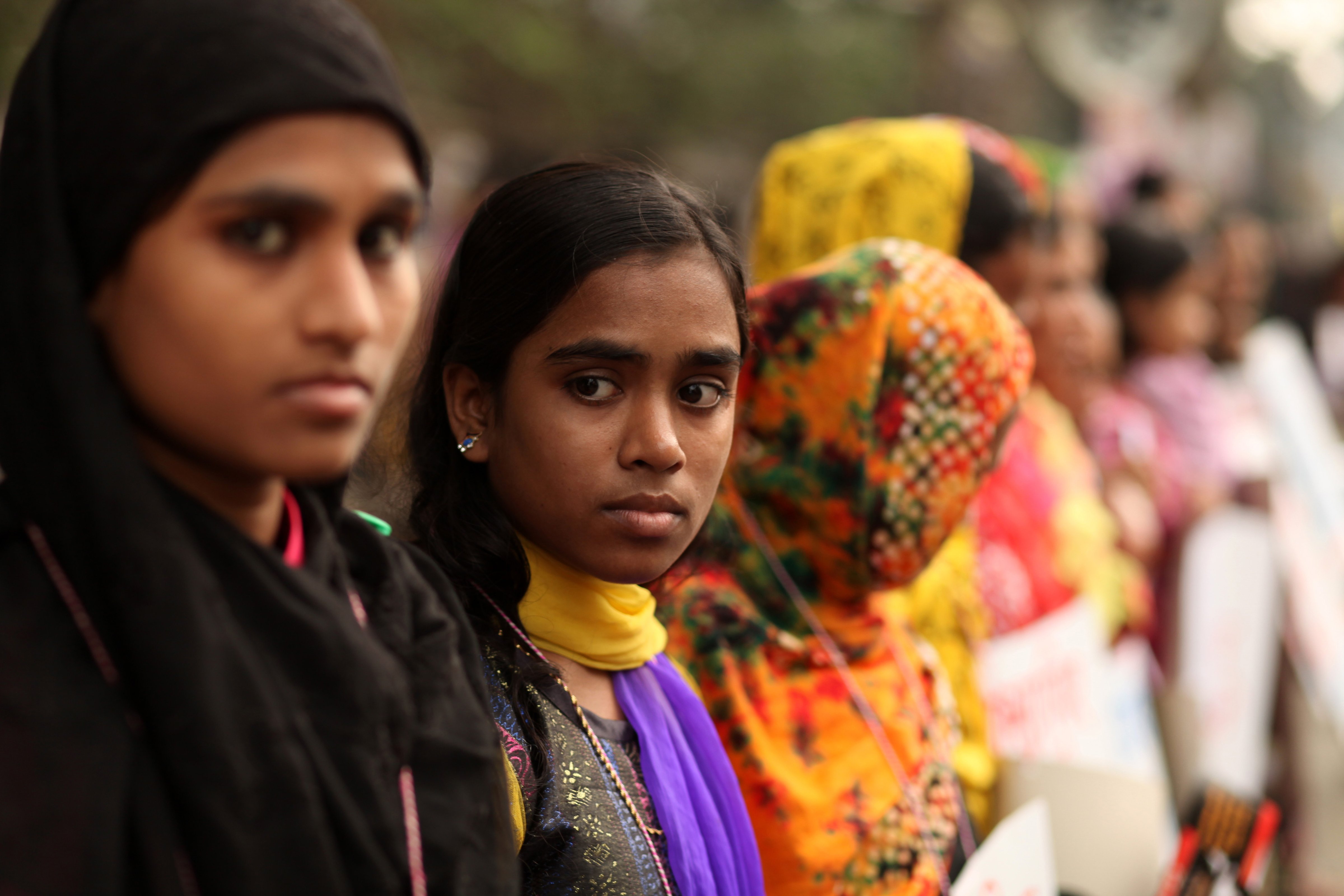 Woman organizations protest against child marriage in front of Press Club in Dhaka, Bangladesh, on Dec. 3, 2014.