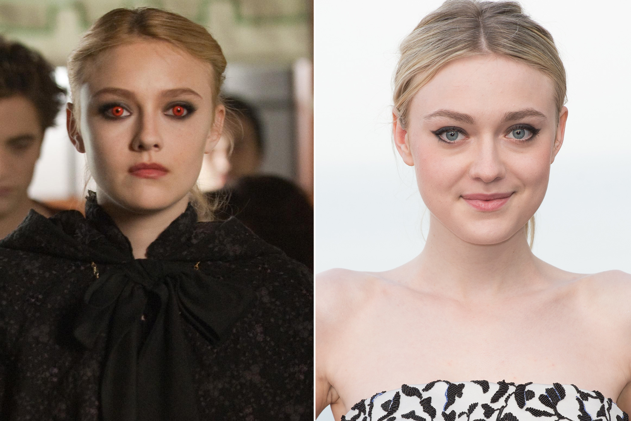 Left: Dakota Fanning as Jane in The Twilight Saga: Eclipse, 2010; Right: in 2015