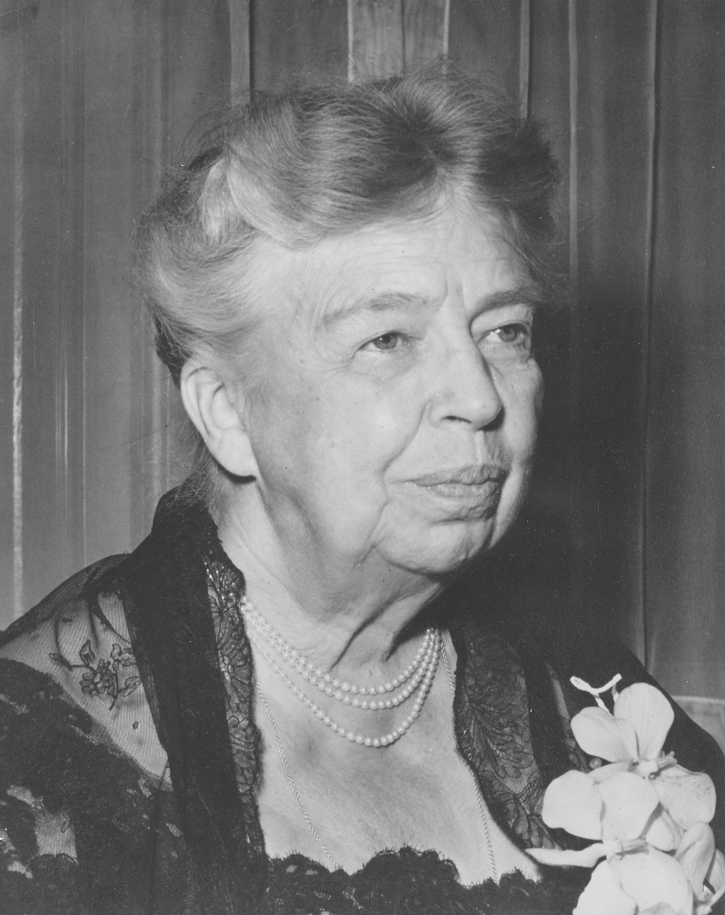 Former United States First Lady Eleanor Roosevelt in Baltimore, circa 1960.