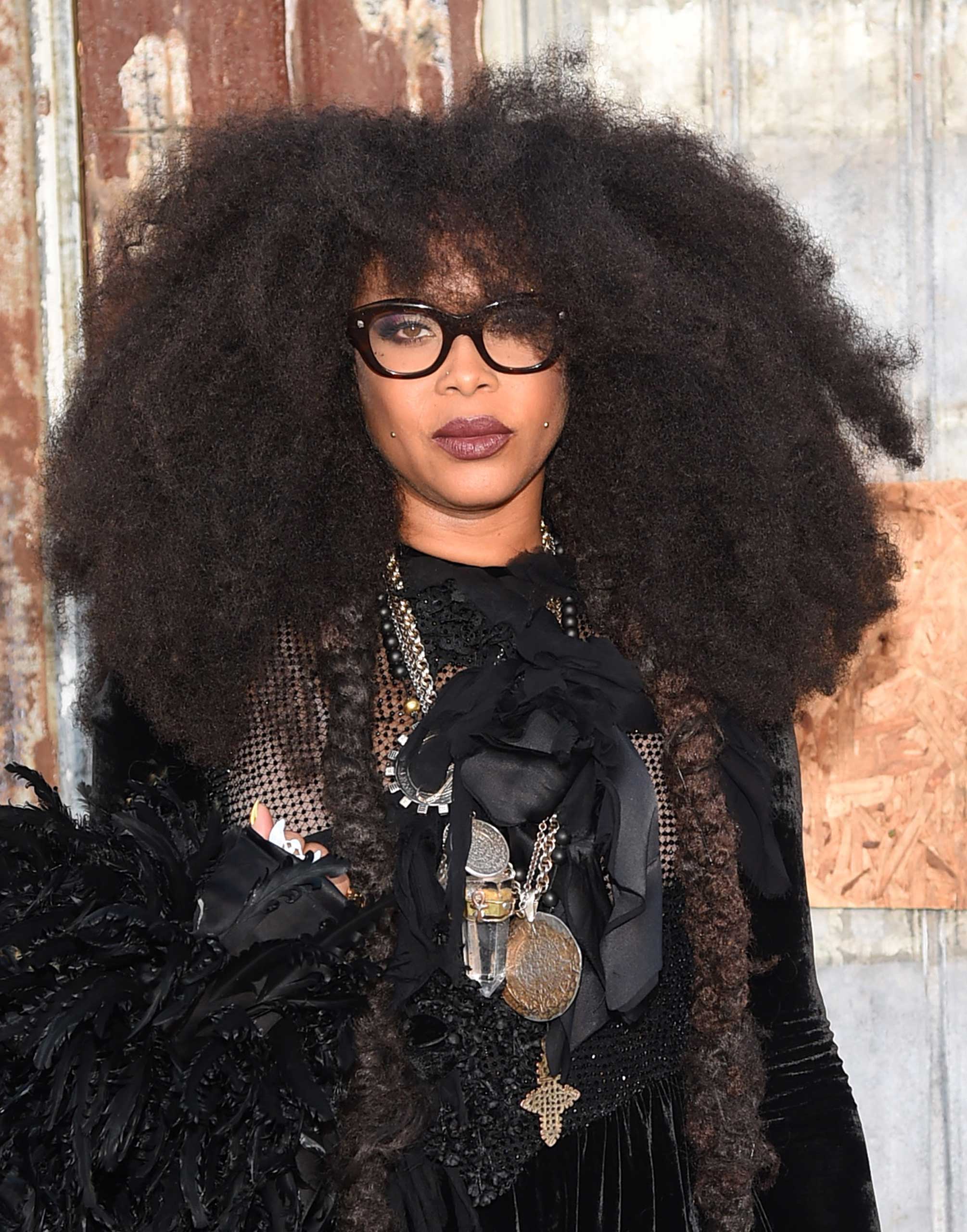 Singer-songwriter Erykah Badu attends the Givenchy fashion show during Spring 2016 New York Fashion Week at Pier 26 at Hudson River Park in New York City on Sept. 11, 2015. (Michael Loccisano—Getty Images)