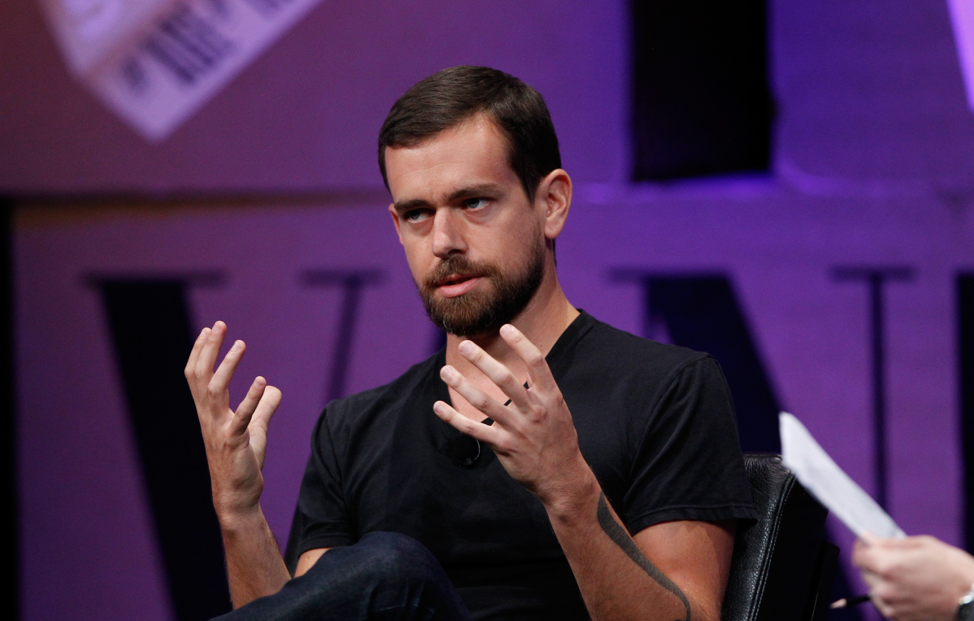 Twitter Co-Founder and Chairman and Square CEO Jack Dorsey speaks onstage during 