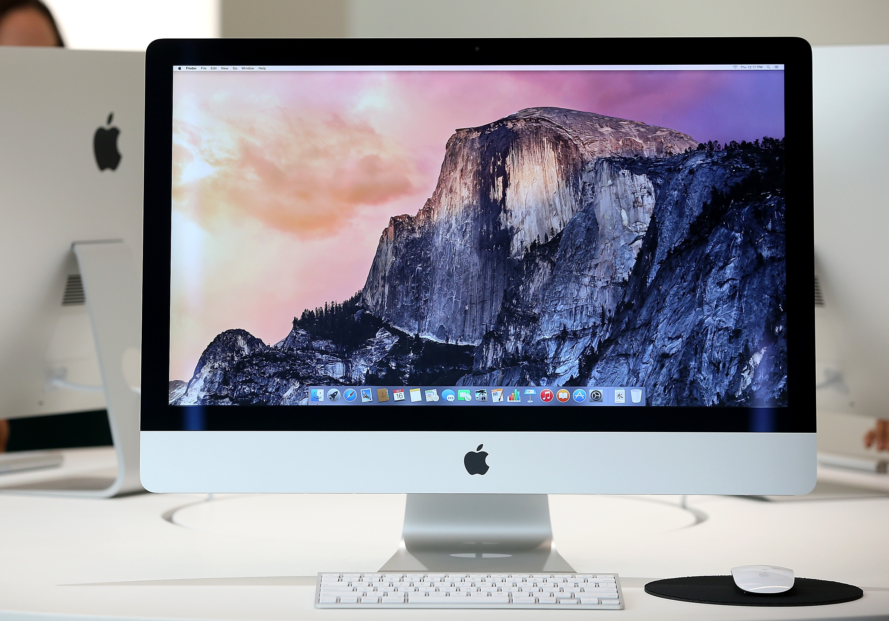 The new 27 inch iMac with 5K Retina display is displayed during an Apple special event on October 16, 2014 in Cupertino, California. (Justin Sullivan&mdash;Getty Images)