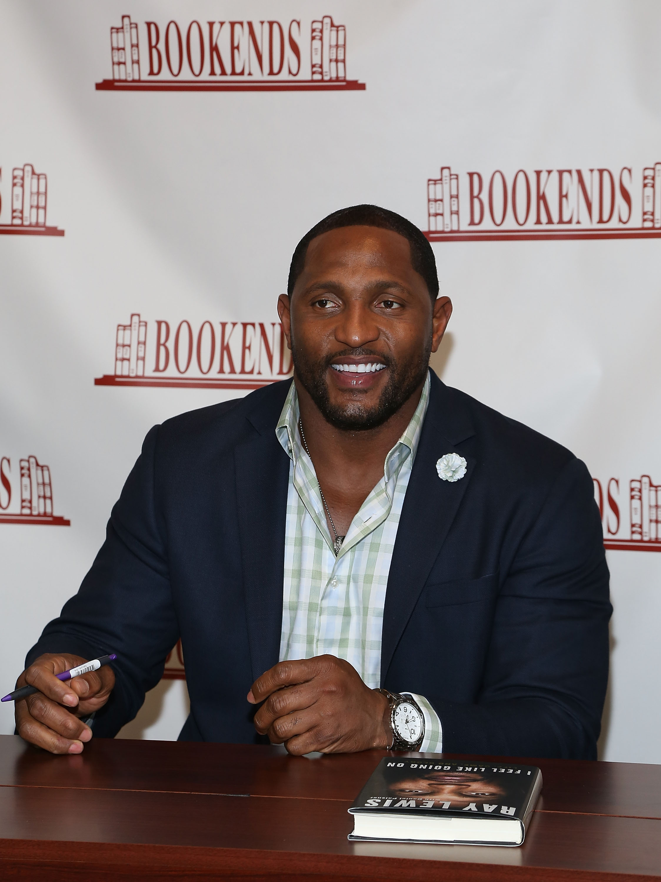 Ray Lewis Signs Copies Of His New Book "I Feel Like Going On"