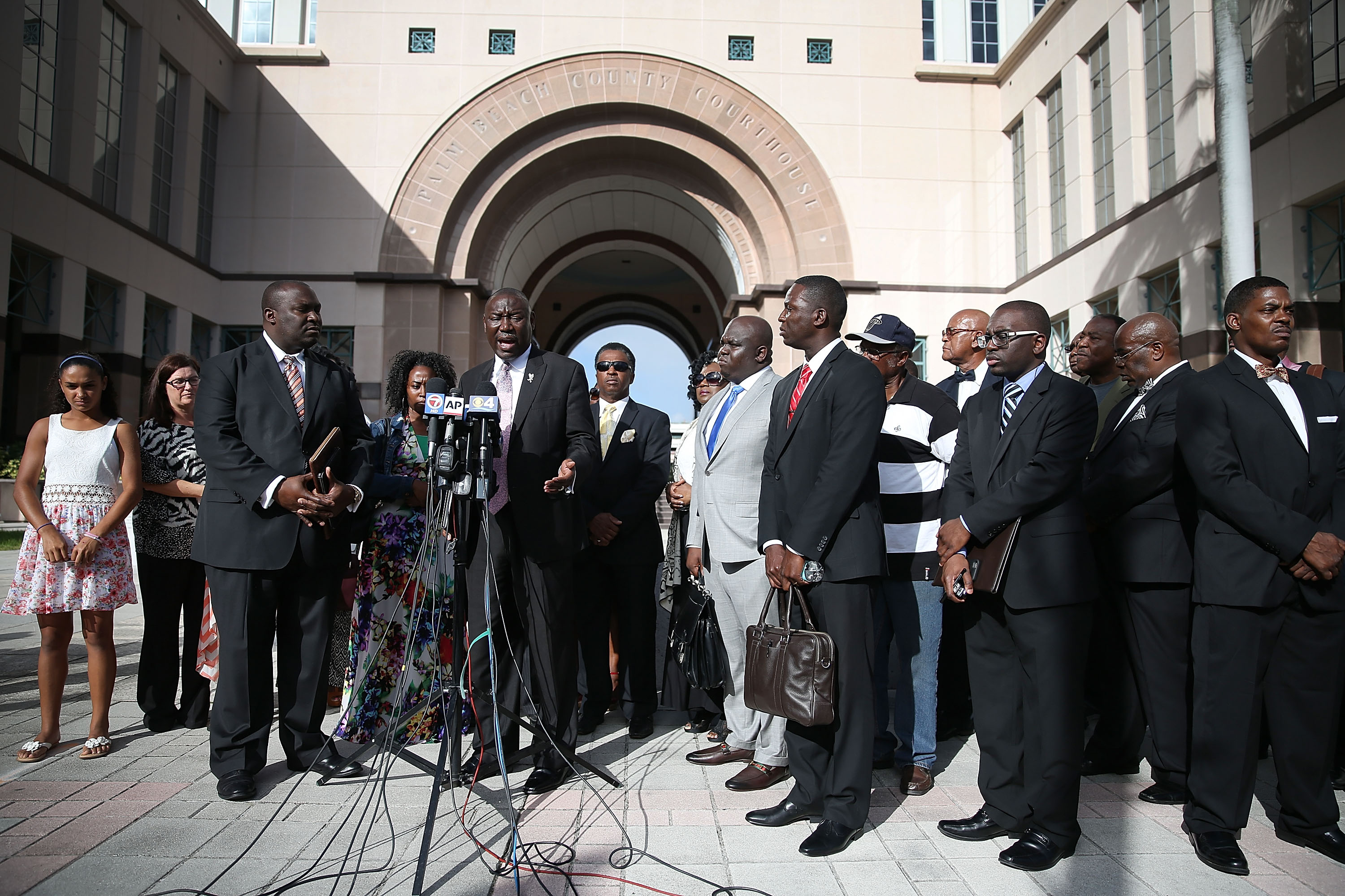 Benjamin Crump, an attorney for the Corey Jones' family, speaks to the media during a press conference to address the shooting of Mr. Jones, in West Palm Beach, Florida, on Oct. 22, 2015. (Joe Raedle—Getty Images)