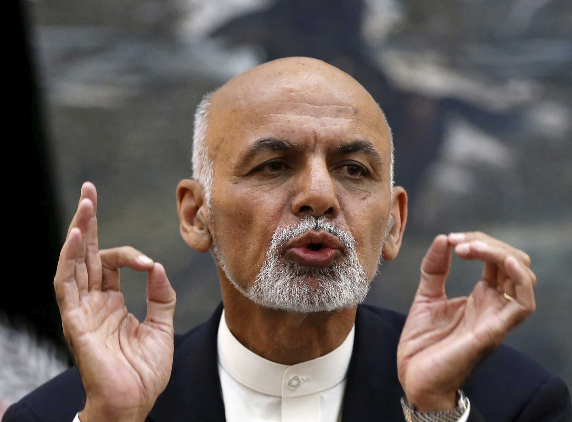 Afghanistan's President Ashraf Ghani speaks during a news conference in Kabul