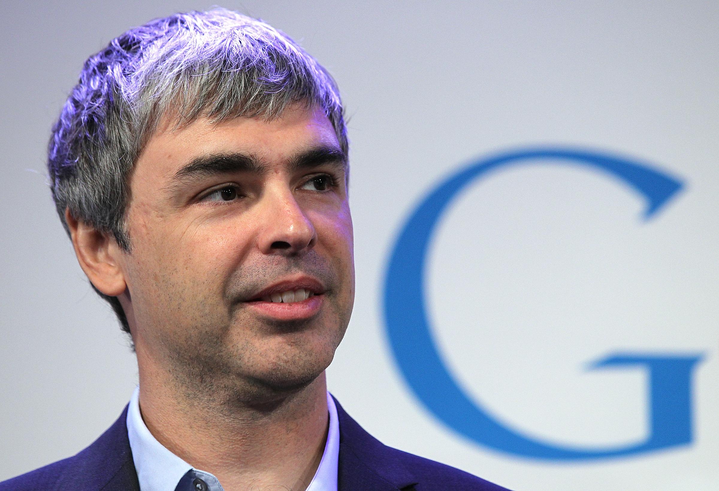 Larry Page at a news conference at the Google offices in New York City on May 21, 2012.