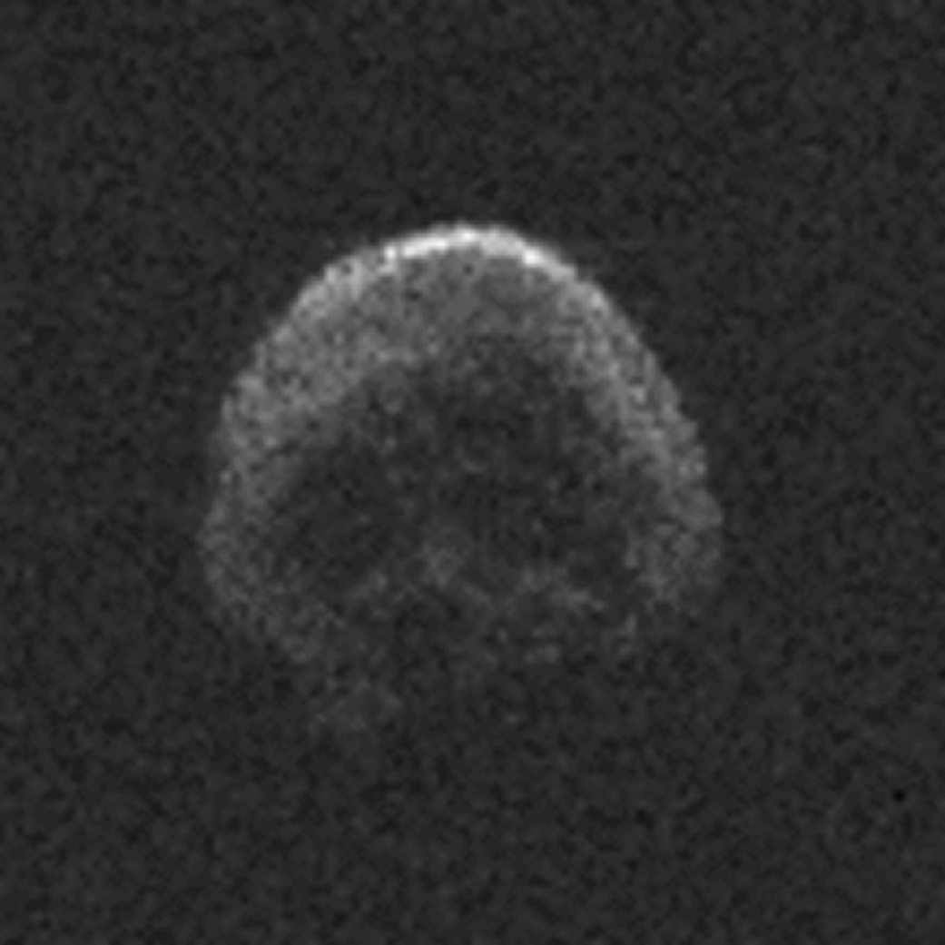This image of asteroid 2015 TB145, a dead comet, was generated using radar data collected by the National Science Foundation's 1,000-foot (305-meter) Arecibo Observatory in Puerto Rico. The radar image was taken on Oct. 30, 2015, and the image resolution is 25 feet (7.5 meters) per pixel