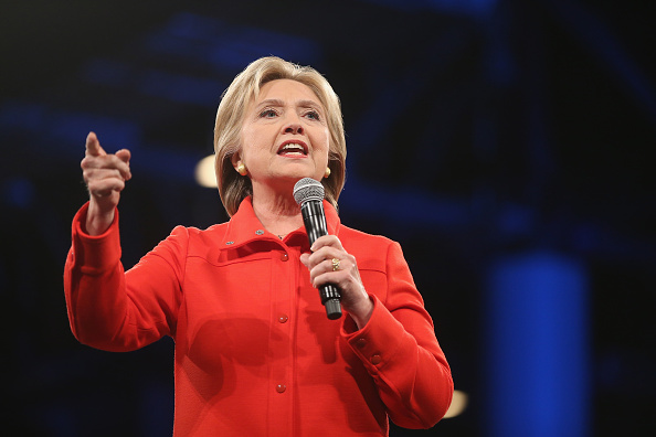 Hillary Clinton speaks at a Jefferson Jackson Dinner in Iowa on October 24, 2015 in Des Moines, Iowa.