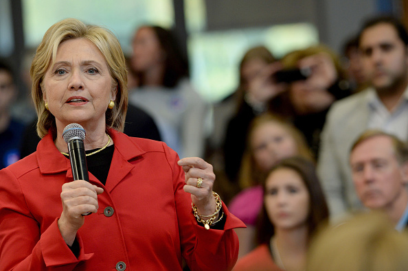 Democratic Presidential candidate Hillary Clinton speaks at a town hall event at Manchester Community College October 5, 2015 in Manchester, New Hampshire.