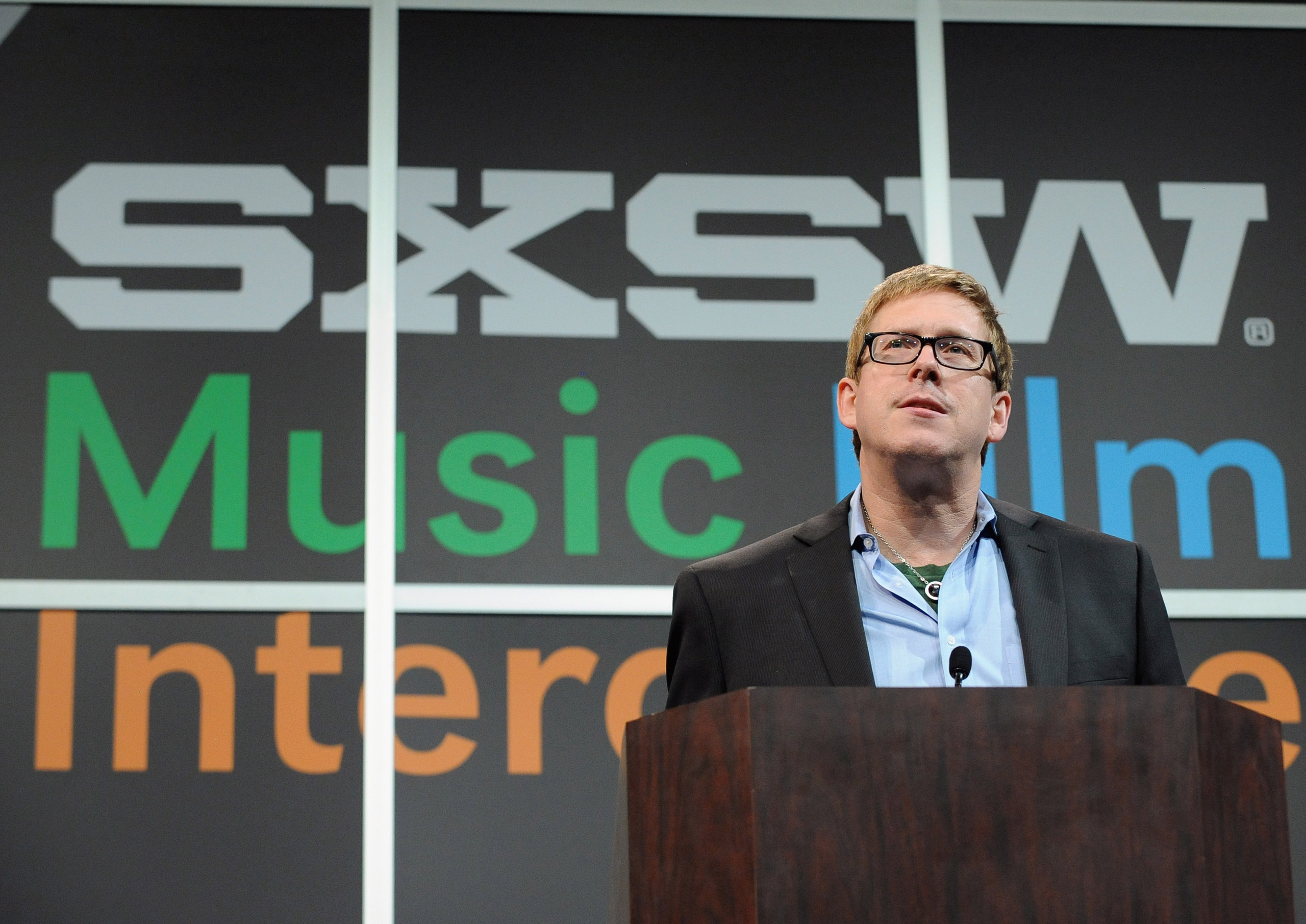 AUSTIN, TX - MARCH 11:  Hugh Forrest, SXSW Interactive's Director speaks onstage at Bruce Sterling Closing Remarks during the 2014 SXSW Music, Film + Interactive Festival at Austin Convention Center on March 11, 2014 in Austin, Texas.  (Photo by Jon Shapley/Getty Images for SXSW)