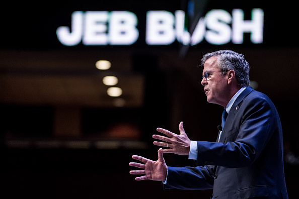Former Florida Governor and Republican presidential candidate Jeb Bush speaks to voters at the Heritage Action Presidential Candidate Forum September 18, 2015 in Greenville, South Carolina.