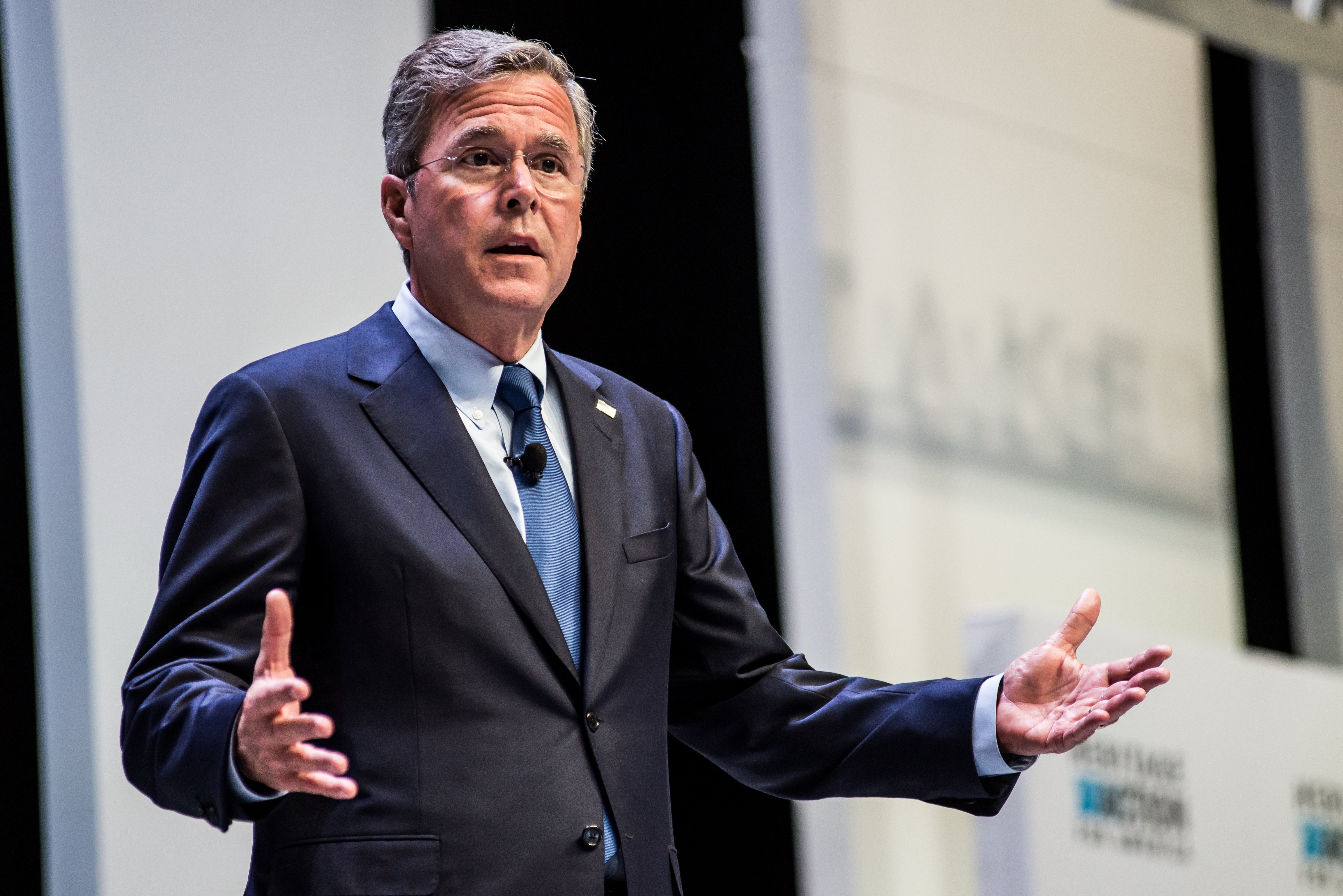 Jeb Bush speaks to voters at the Heritage Action Presidential Candidate Forum on Sept. 18, 2015 in Greenville, South Carolina. (Sean Rayford—Getty Images)