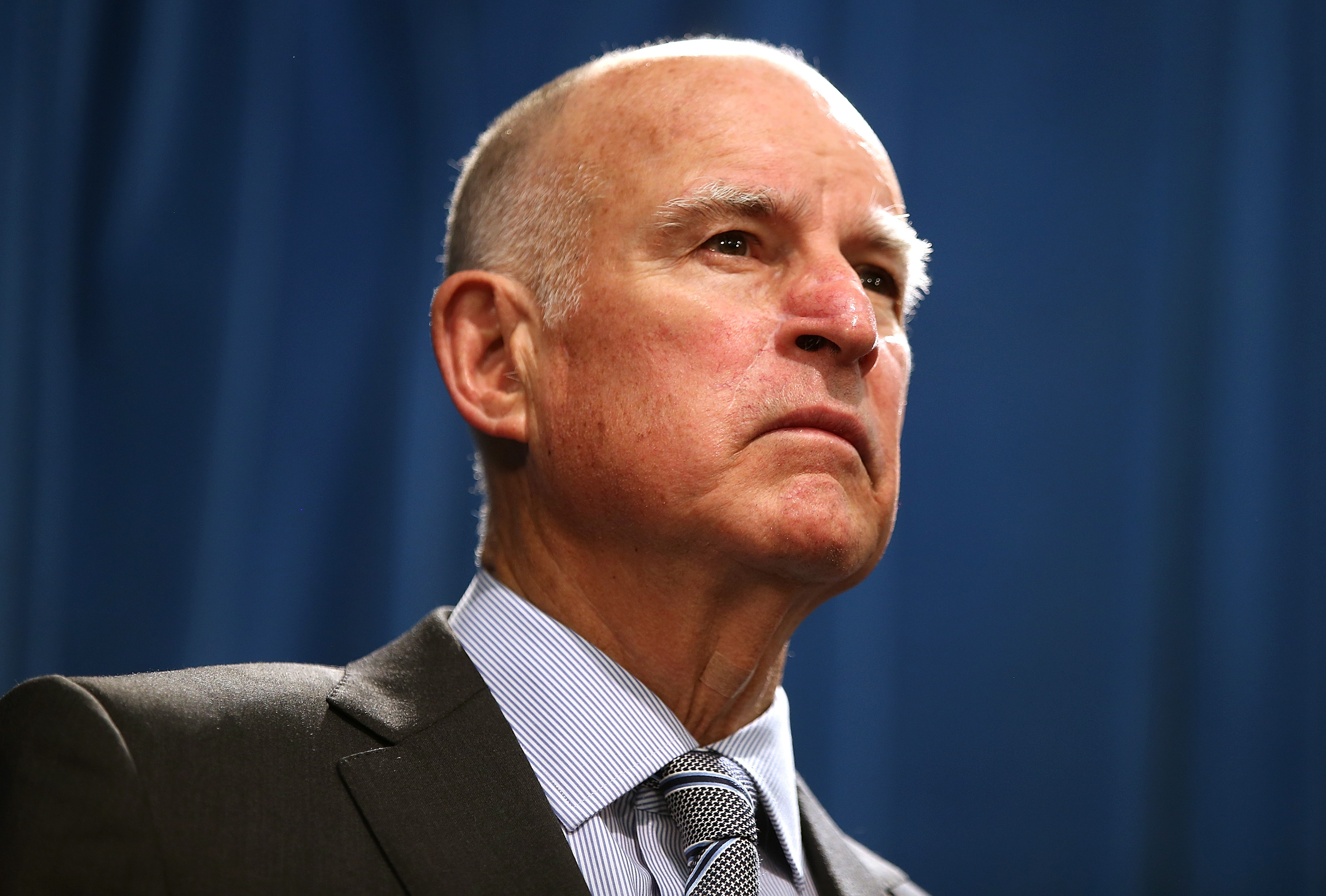 California Governor Jerry Brown speaks during a news conference to announce emergency drought legislation on March 19, 2015, in Sacramento, Calif. (Justin Sullivan—Getty Images)