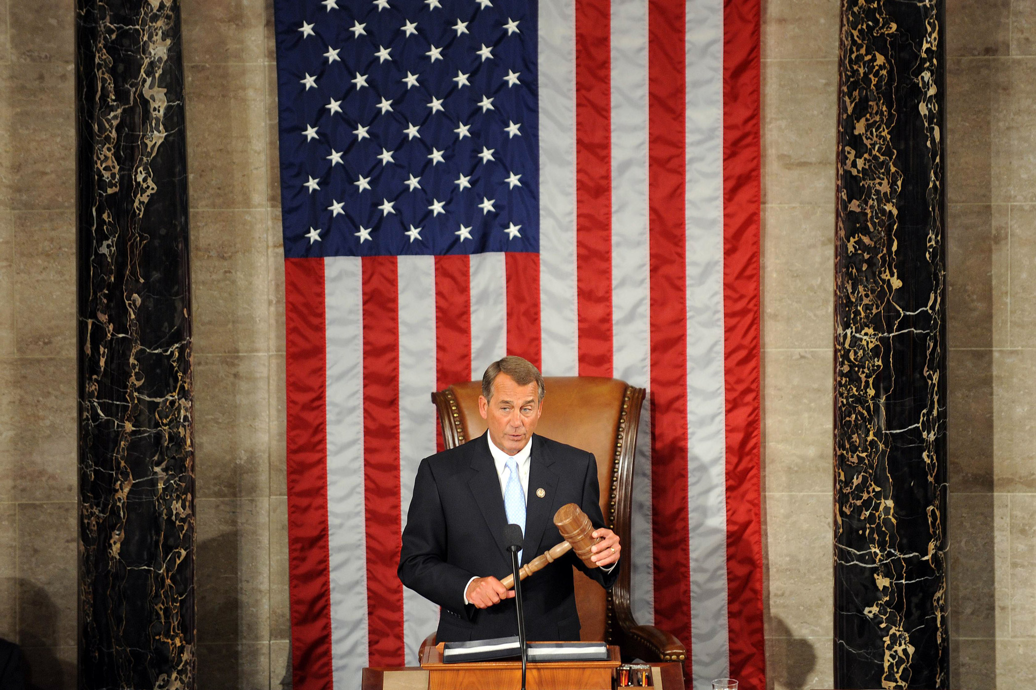 Newly elected as Speaker of the House, Boehner holds a gavel during the opening session of the 112th Congress on Capitol Hill in Washington on Jan. 5, 2011.