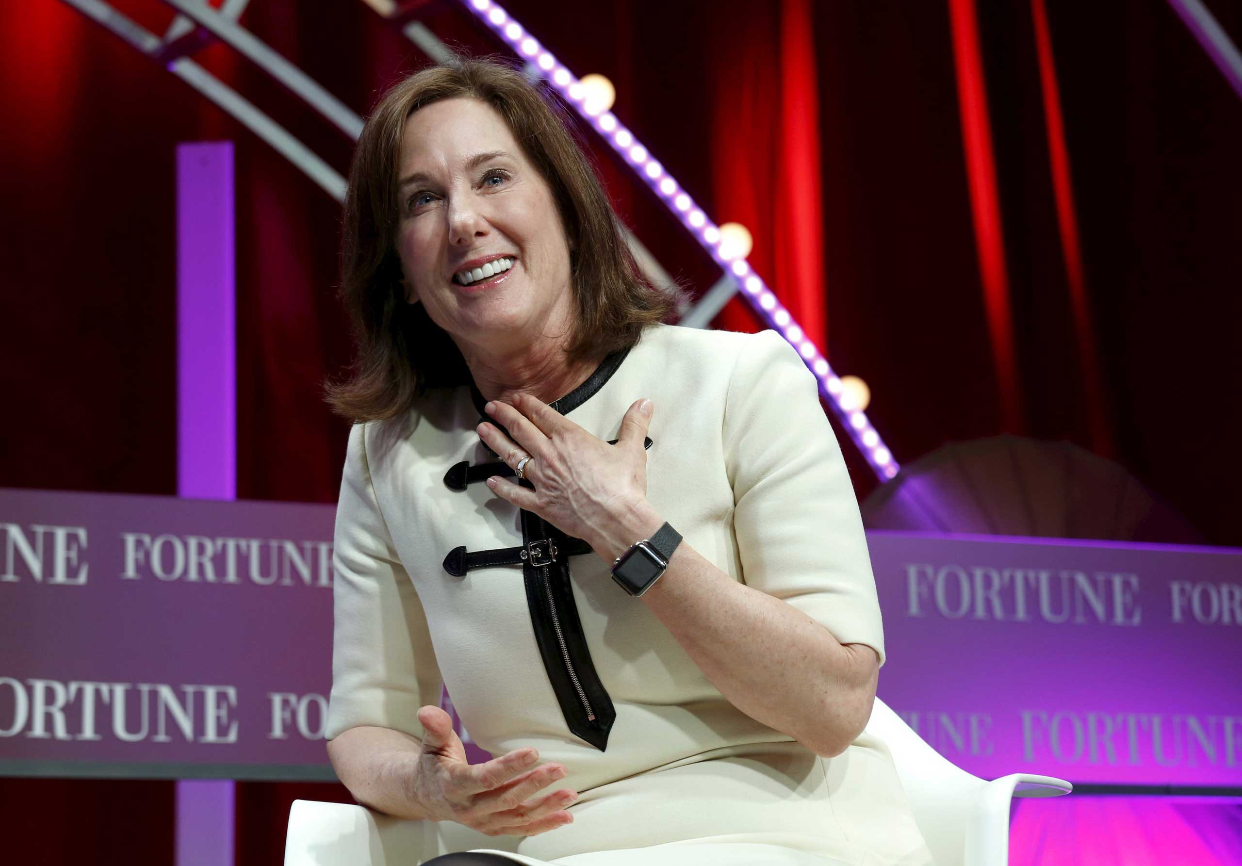 Lucasfilm's President Kathleen Kennedy speaks at Fortune's Most Powerful Women Summit in Washington Oct. 13, 2015. (Kevin Lamarque—Reuters)