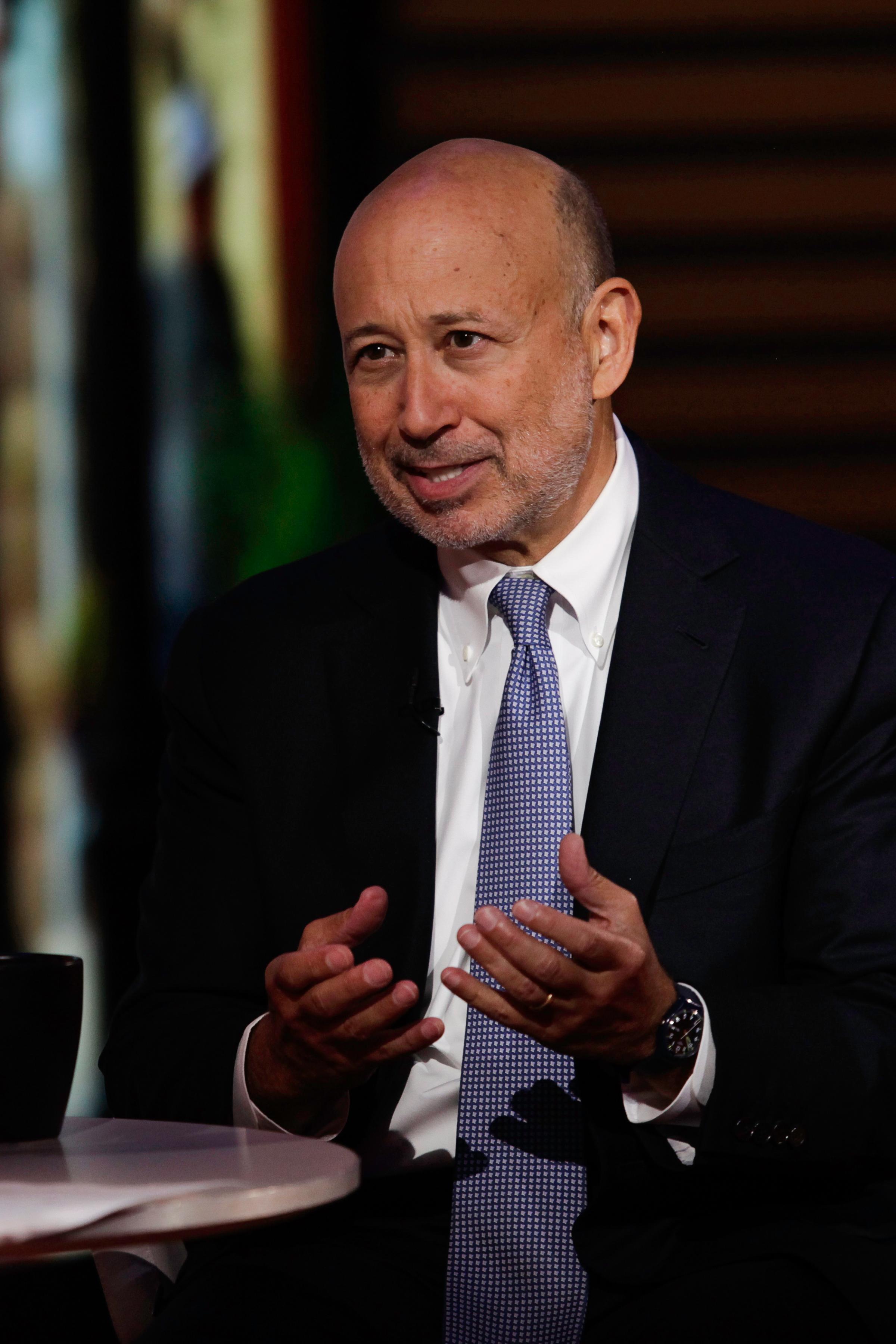 Lloyd Blankfein, CEO of Goldman Sachs Group, at a TV interview in New York City on July 29, 2015.