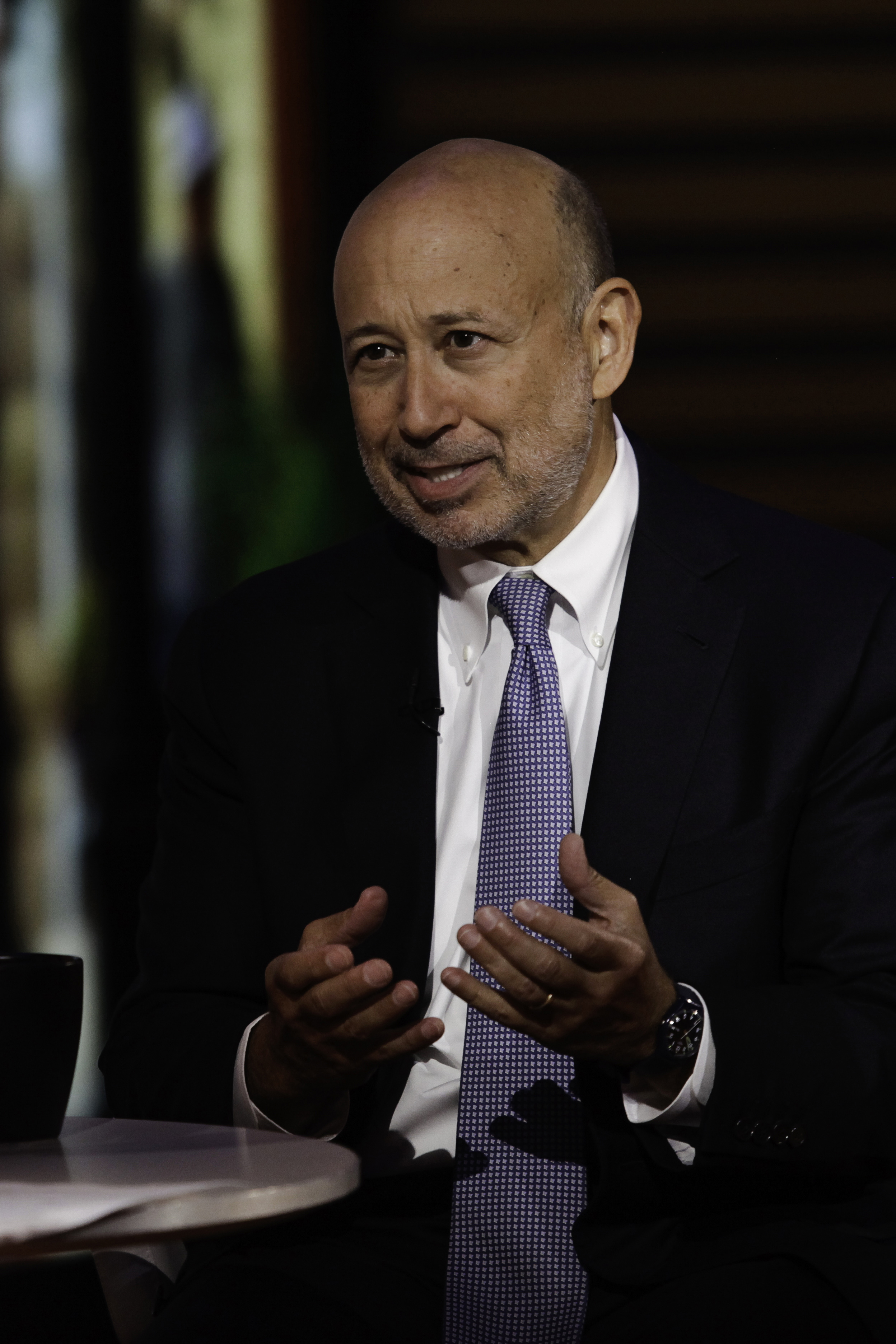 Lloyd Blankfein, CEO of Goldman Sachs Group, at a TV interview in New York City on July 29, 2015.