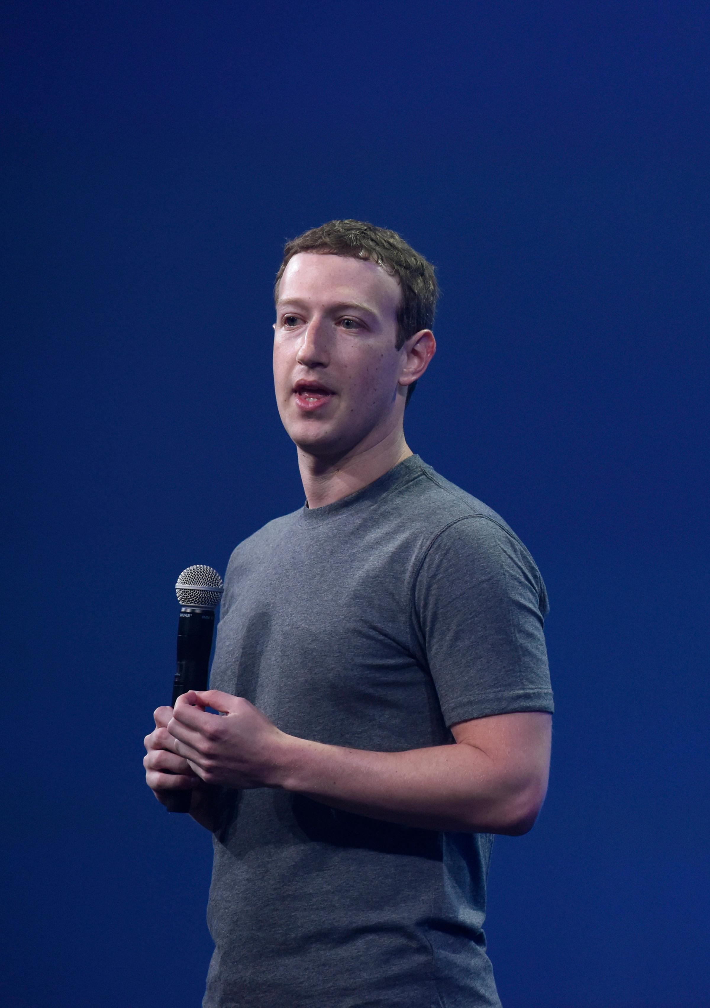 Mark Zuckerberg, chief executive officer of Facebook Inc., at the Facebook F8 Developers Conference in San Francisco on March 25, 2015.