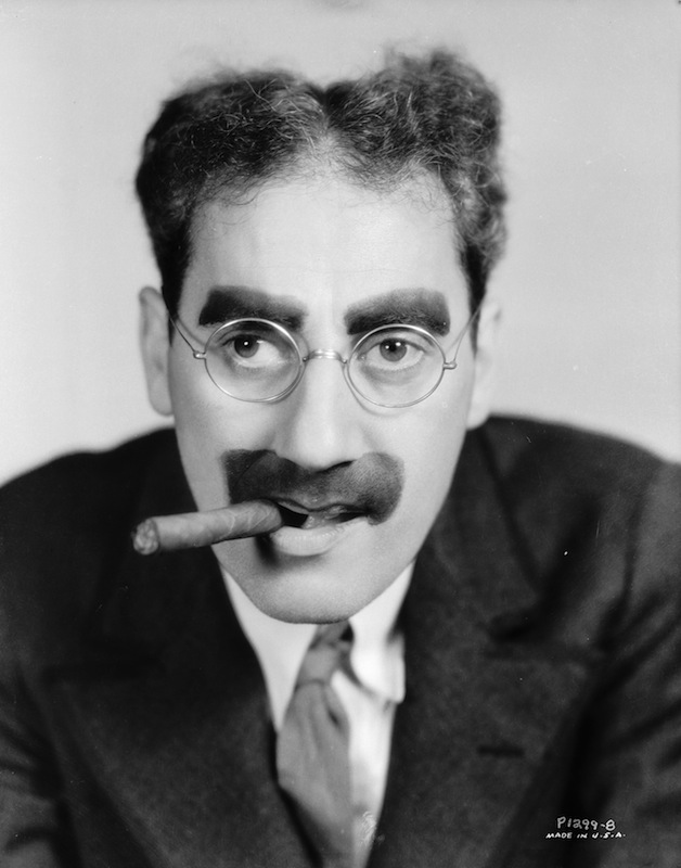 circa 1935:  American actor Groucho Marx (1890 - 1977), with his trademark moustache and glasses. (John Kobal Foundation&mdash;Getty Images)