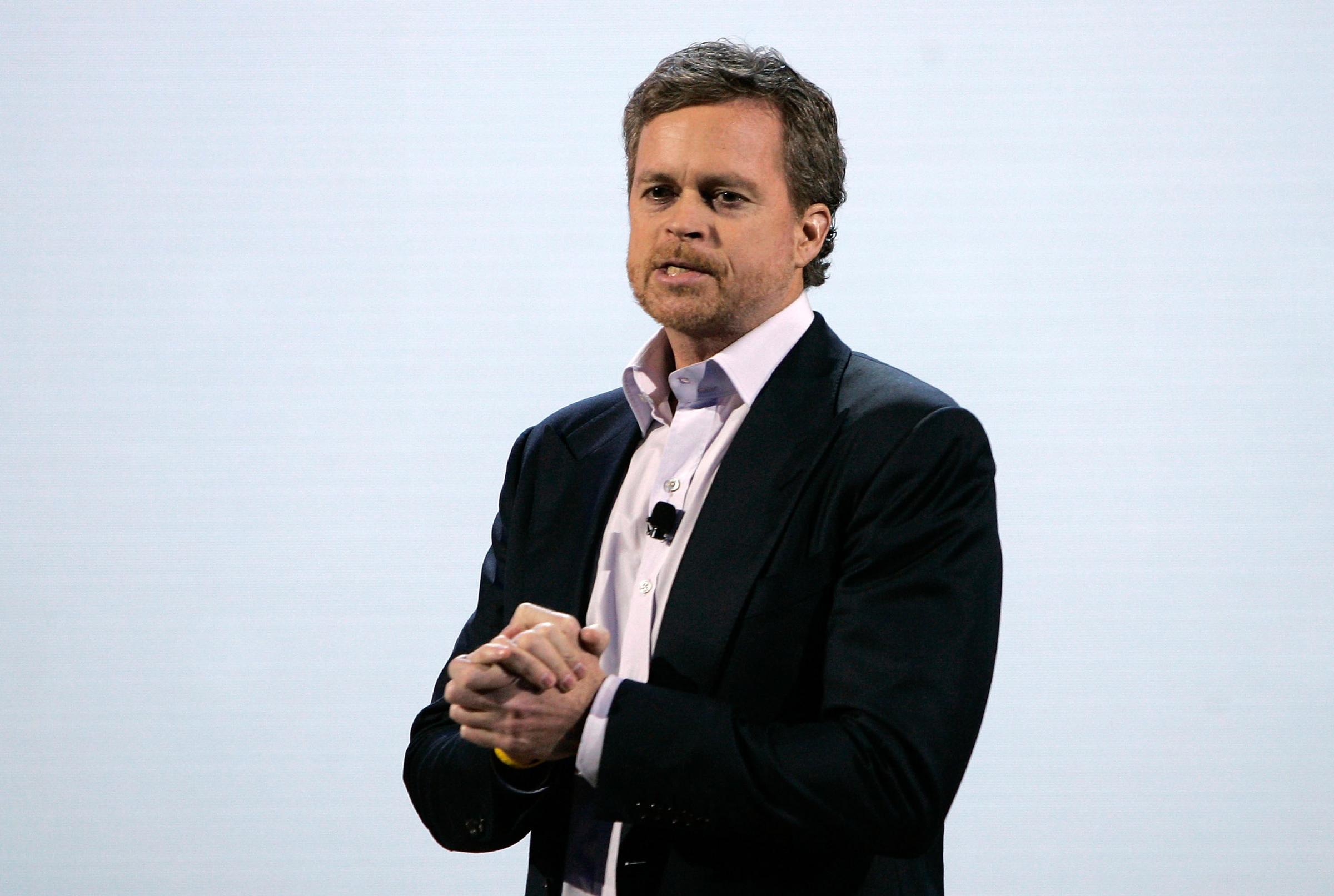 Mark Parker speaks as Nike introduces new basketball and training technology in New York City on Feb. 22, 2012.