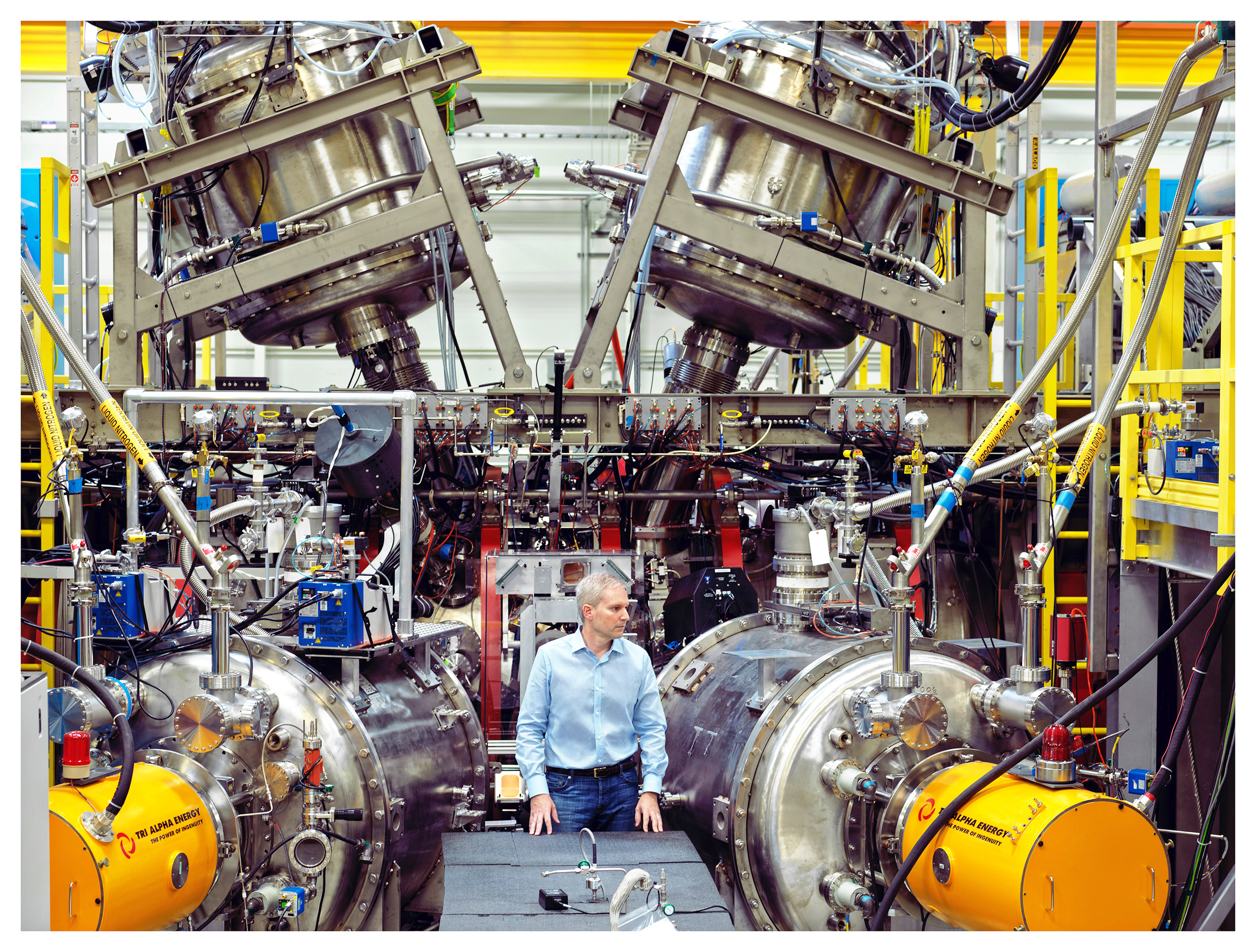 Dr. Michl Binderbauer, Tri-Alpha Energy’s CTO, near the core of his firm’s fusion reactor in Foothill Ranch, Calif. (Vincent Fournier for TIME)